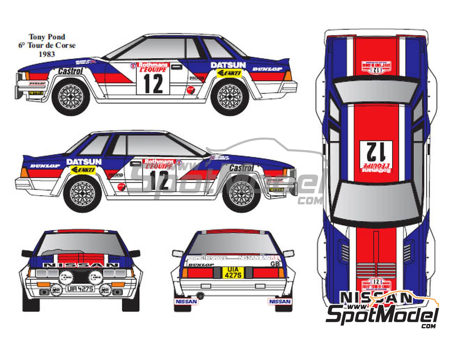 Image 2: Nissan 240RS BS110 Group B sponsored by Dunlop - Monte Carlo Rally - Rallye Automobile de Monte-Carlo, Tour de Corse 1983 and 1984 | Marking / livery in 1/24 scale manufactured by Renaissance Models (ref.&nbsp;TK24-431, also TK24/431)