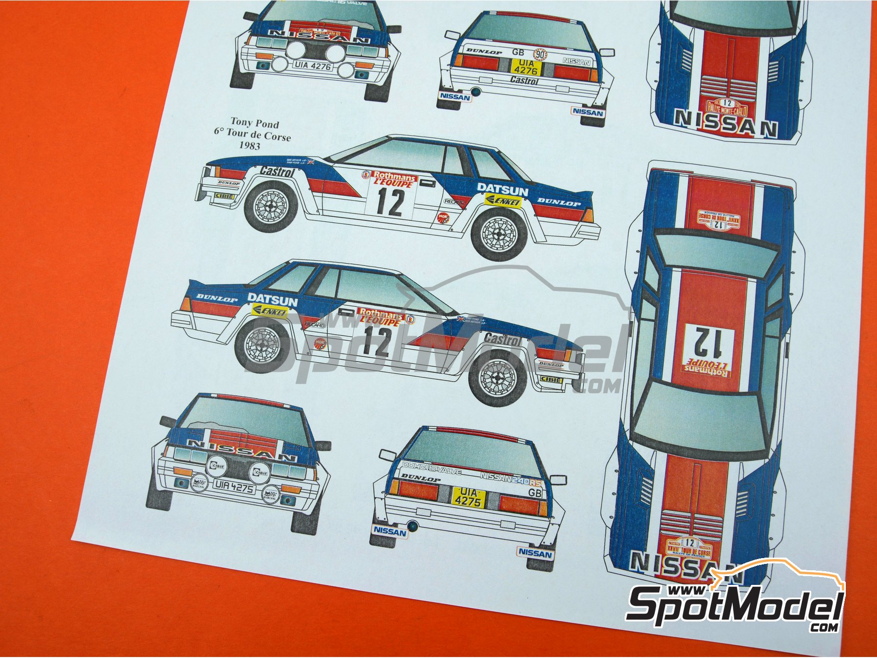 Image 8: Nissan 240RS BS110 Group B sponsored by Dunlop - Monte Carlo Rally - Rallye Automobile de Monte-Carlo, Tour de Corse 1983 and 1984 | Marking / livery in 1/24 scale manufactured by Renaissance Models (ref.&nbsp;TK24-431, also TK24/431)