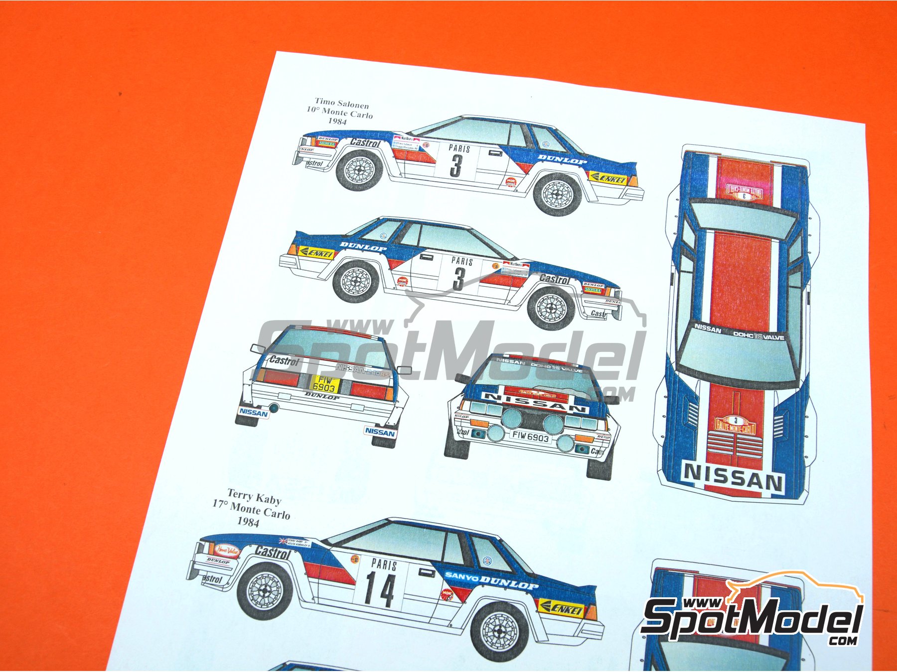 Image 9: Nissan 240RS BS110 Group B sponsored by Dunlop - Monte Carlo Rally - Rallye Automobile de Monte-Carlo, Tour de Corse 1983 and 1984 | Marking / livery in 1/24 scale manufactured by Renaissance Models (ref.&nbsp;TK24-431, also TK24/431)
