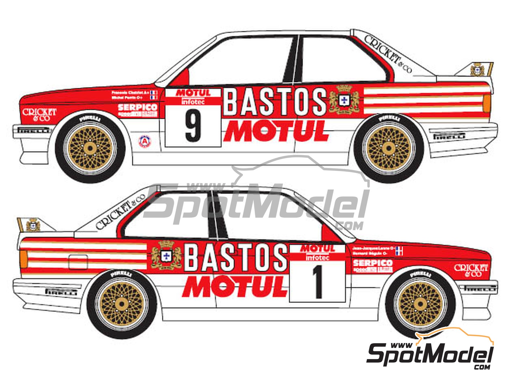 BMW M3 1989-93 Bastos Motul 1/64th HO Scale Slot Car Decals 