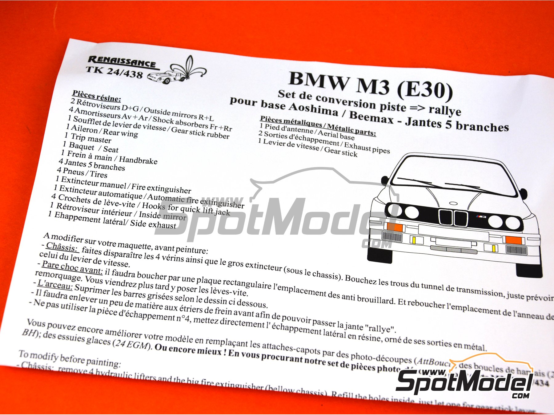 Image 1: BMW M3 E30 Rally Group A | Transkit in 1/24 scale manufactured by Renaissance Models (ref.&nbsp;TK24-438, also TK24/438)