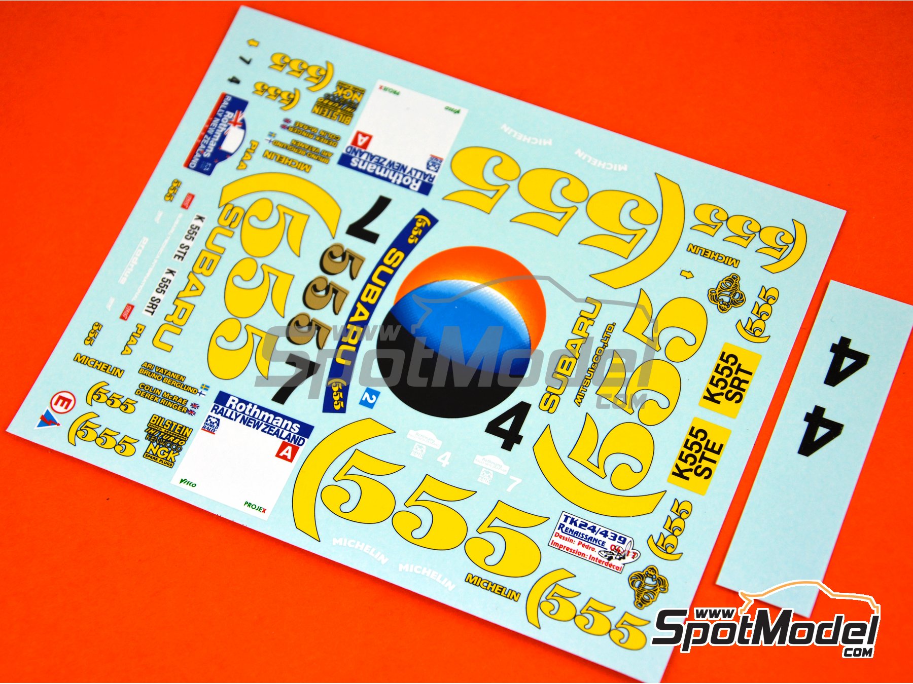 Image 4: Subaru Legacy RS Group A 555 Subaru World Rally Team - New Zealand Rally 1993 | Marking / livery in 1/24 scale manufactured by Renaissance Models (ref.&nbsp;TK24-439, also TK24/439)