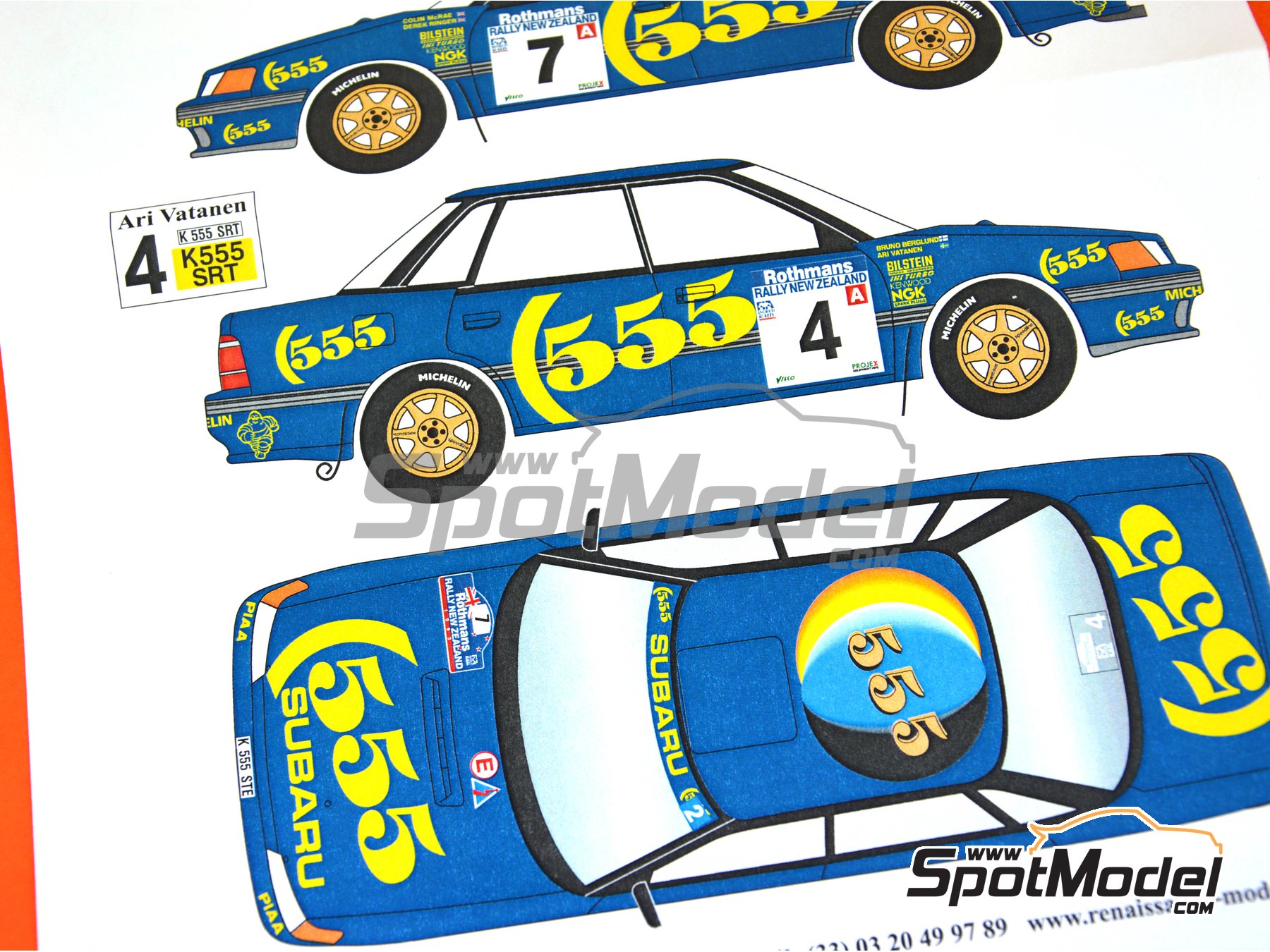 Image 6: Subaru Legacy RS Group A 555 Subaru World Rally Team - New Zealand Rally 1993 | Marking / livery in 1/24 scale manufactured by Renaissance Models (ref.&nbsp;TK24-439, also TK24/439)