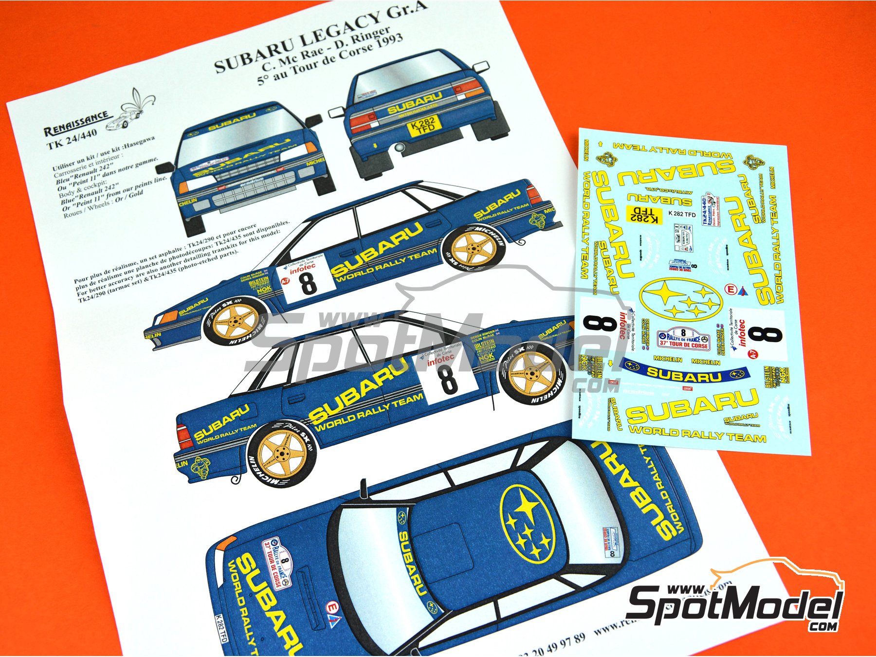 Image 5: Subaru Legacy RS Group A 555 Subaru WRT Team - Tour de Corse Rallye de France 1993 | Marking / livery in 1/24 scale manufactured by Renaissance Models (ref.&nbsp;TK24-440, also TK24/440)