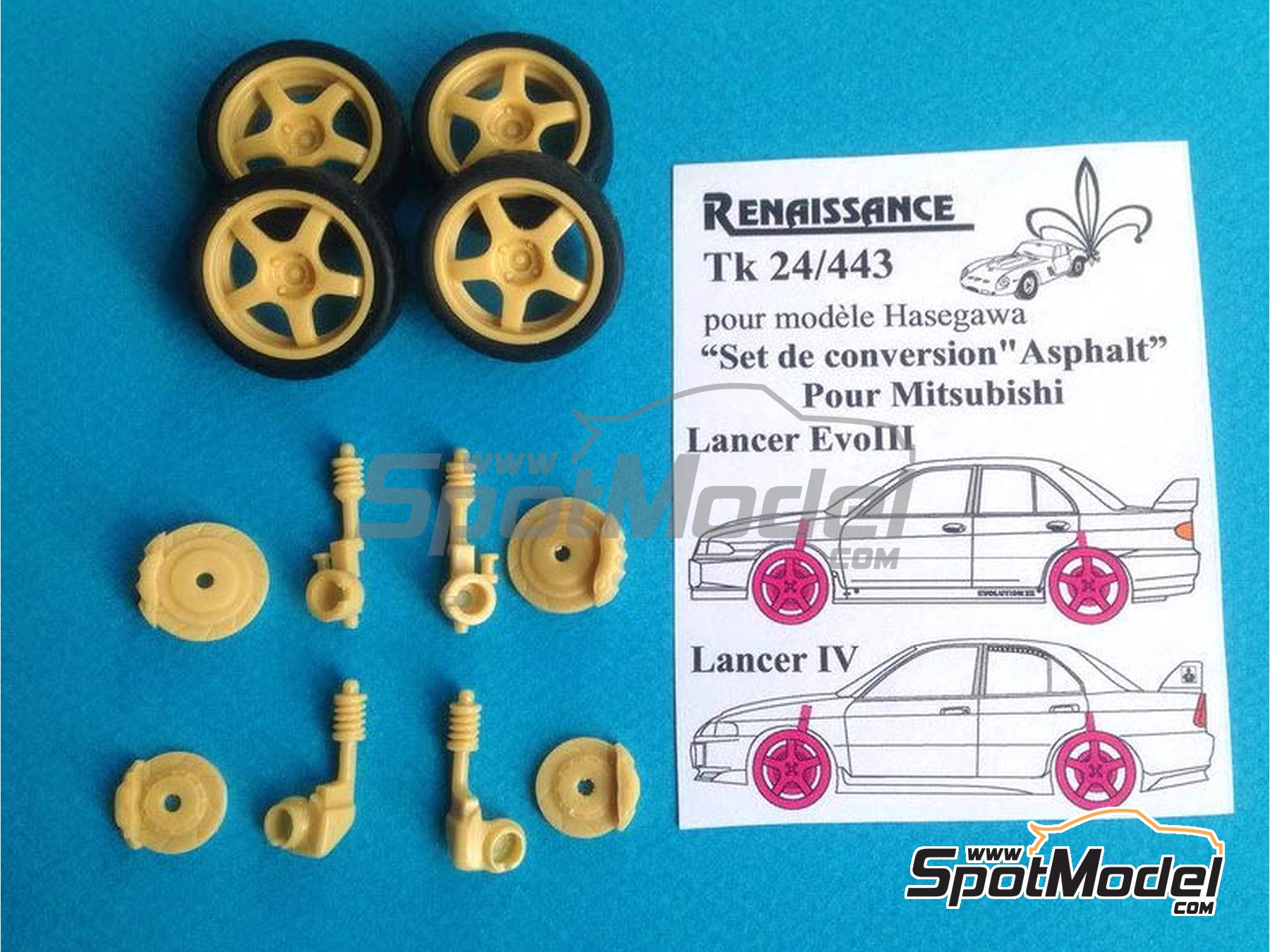 Image 1: Mitsubishi Lancer Evo III and Evo IV | Tarmac conversion set in 1/24 scale manufactured by Renaissance Models (ref.&nbsp;TK24-443, also TK24/443)