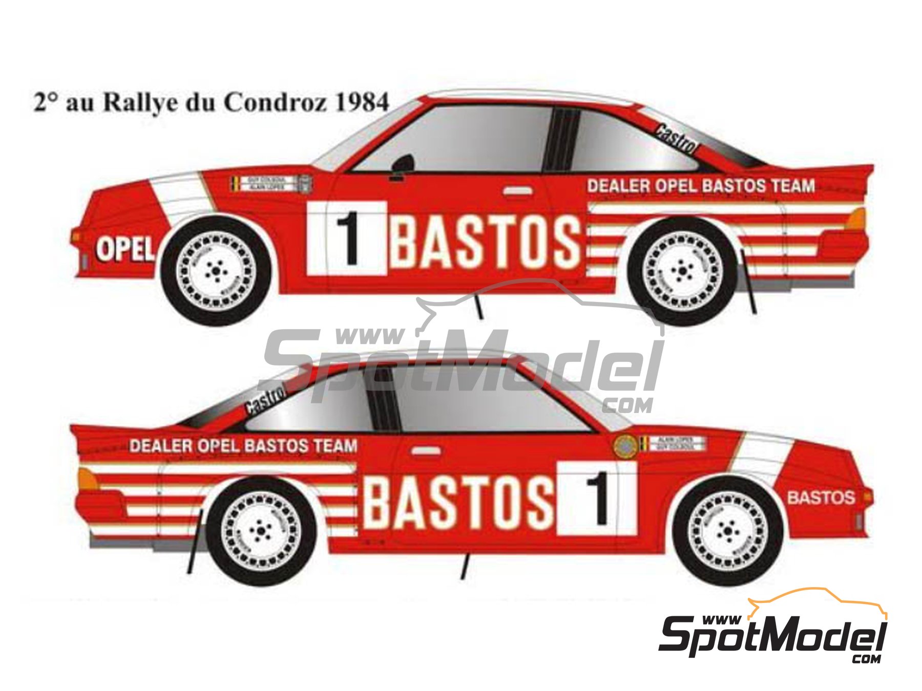 Image 2: Opel Manta 400 Group B Dealer Opel Bastos Team - Condroz Rally - Rallye du Condroz, Ypres Rally 1984 | Marking / livery in 1/24 scale manufactured by Renaissance Models (ref. TK24-445, also TK24/445)