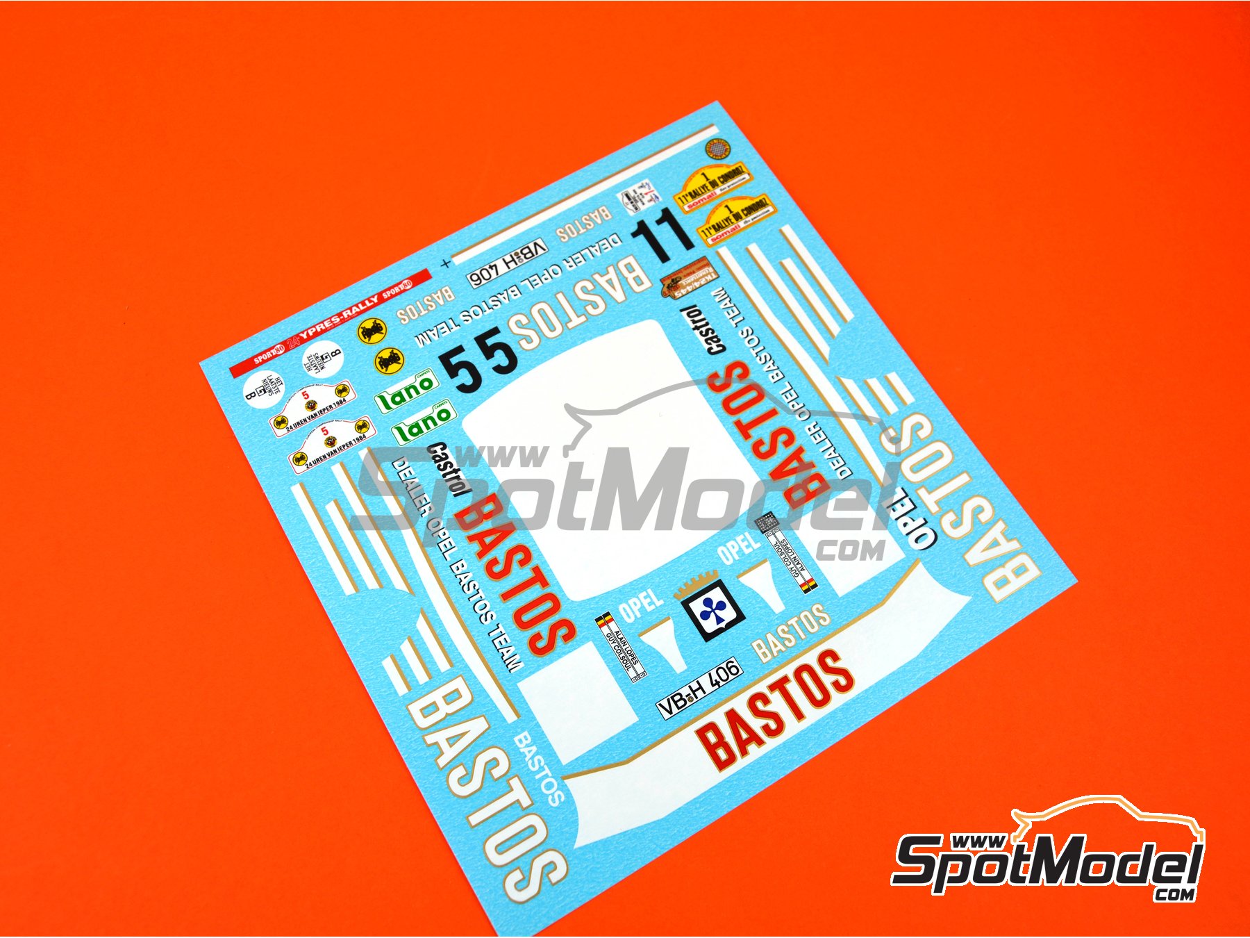 Image 5: Opel Manta 400 Group B Dealer Opel Bastos Team - Condroz Rally - Rallye du Condroz, Ypres Rally 1984 | Marking / livery in 1/24 scale manufactured by Renaissance Models (ref. TK24-445, also TK24/445)