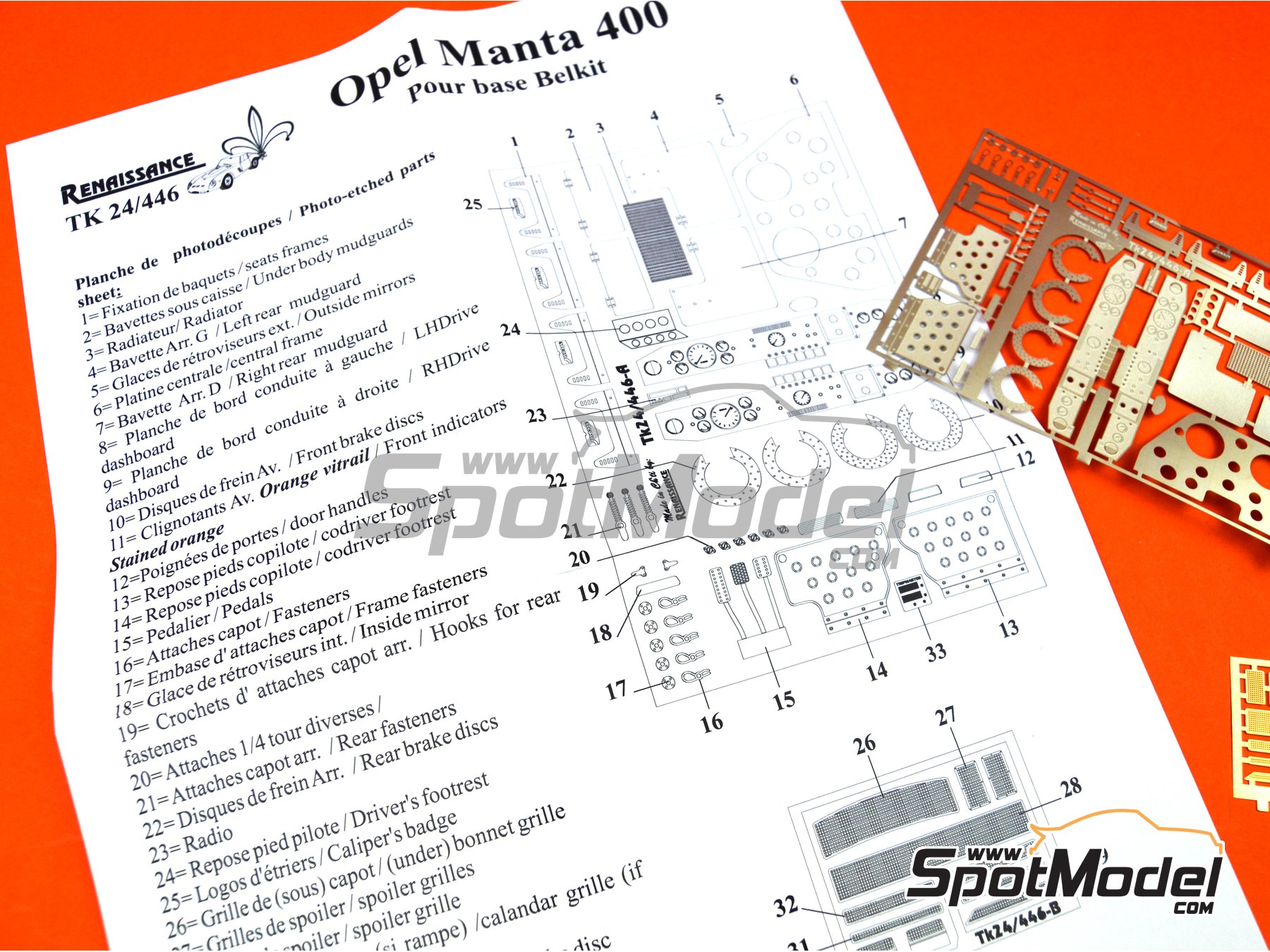 Image 2: Opel Manta 400 Group B | Set de mejora y detallado en escala 1/24 fabricado por Renaissance Models (ref. TK24-446, tambien TK24/446)