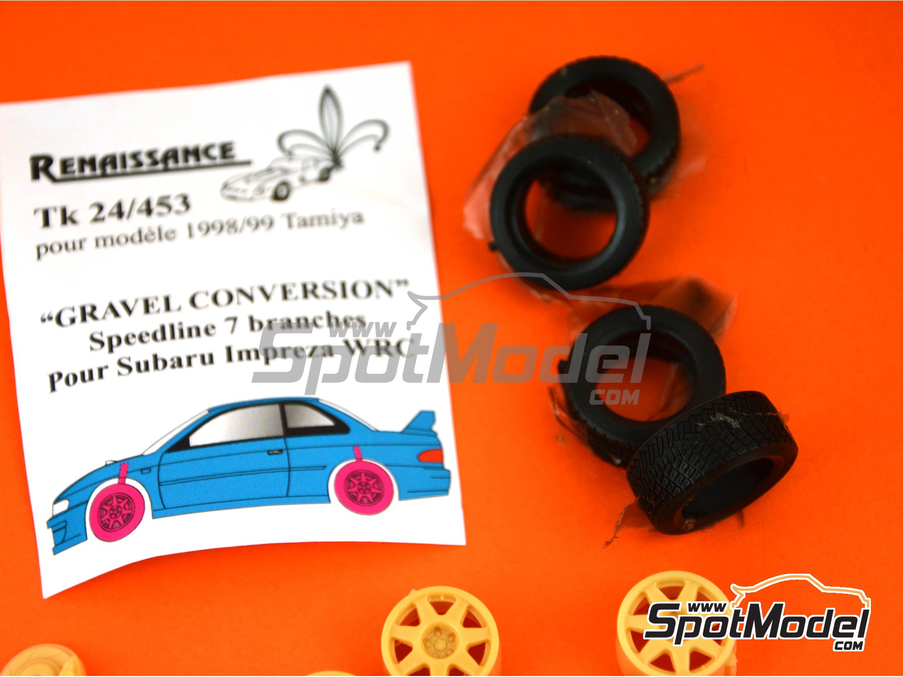 Image 2: Subaru Impreza WRC versión tierra Speedline 7 brazos -  1998 y 1999 | Set de conversión a tierra en escala 1/24 fabricado por Renaissance Models (ref. TK24-453, tambien TK24/453)