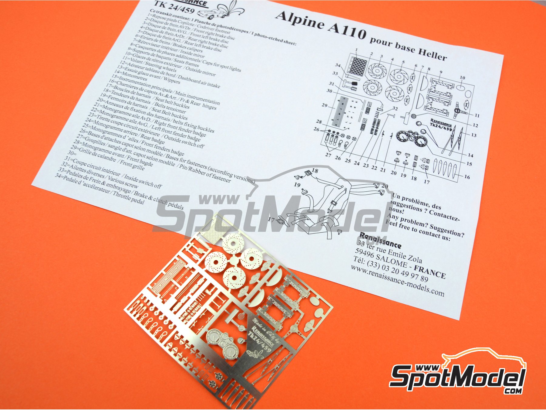 Image 3: Alpine Renault A110 1600 S -  1973 | Detail up set in 1/24 scale manufactured by Renaissance Models (ref. TK24-459, also TK24/459)