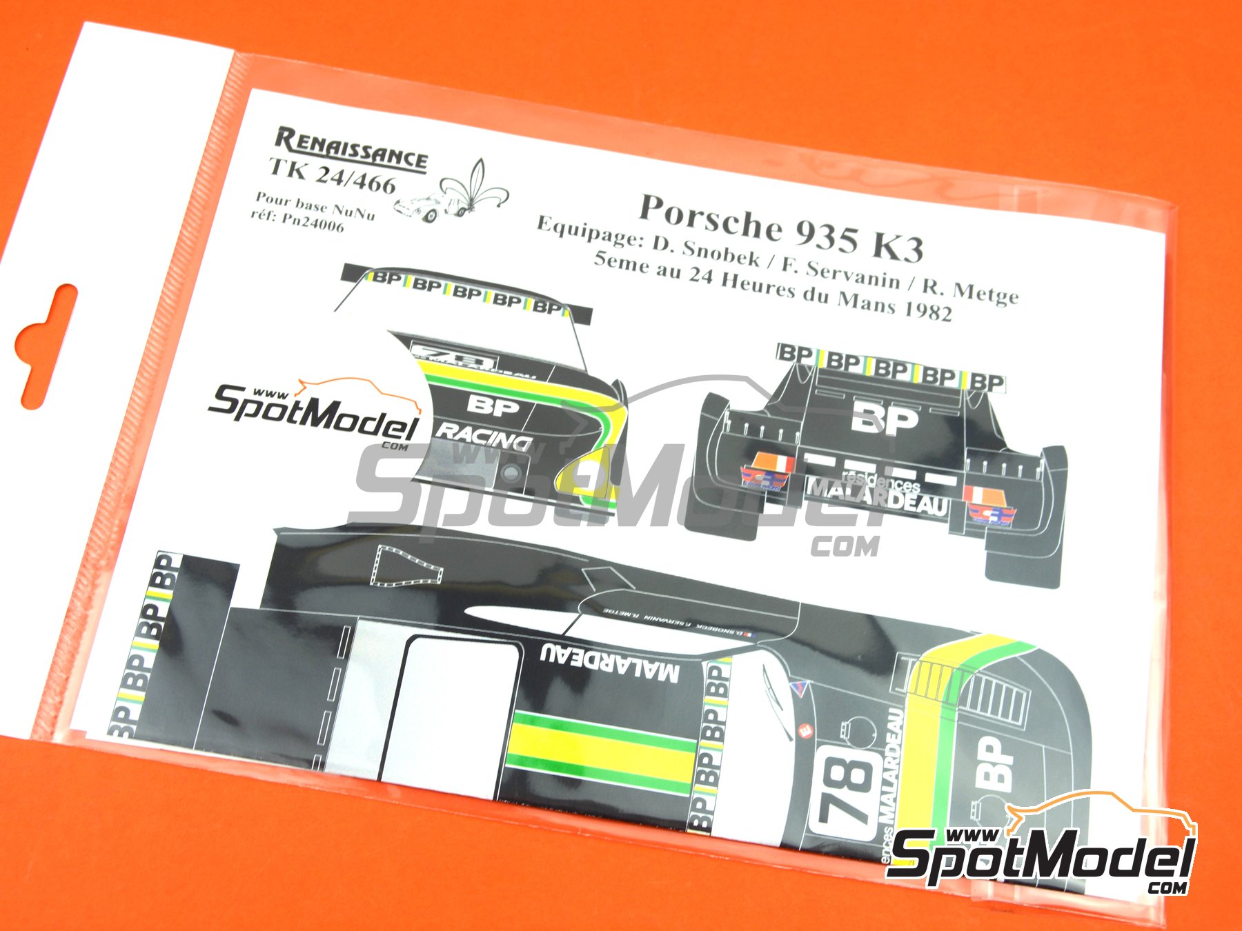 Image 3: Porsche 935 Kremer K3 Equipo Cooke Racing patrocinado por BP Malardeau - 24 Horas de Le Mans 1982 | Decoraci&oacute;n en escala&nbsp;1/24 fabricado por Renaissance Models (ref.&nbsp;TK24-466, tambien TK24/466)