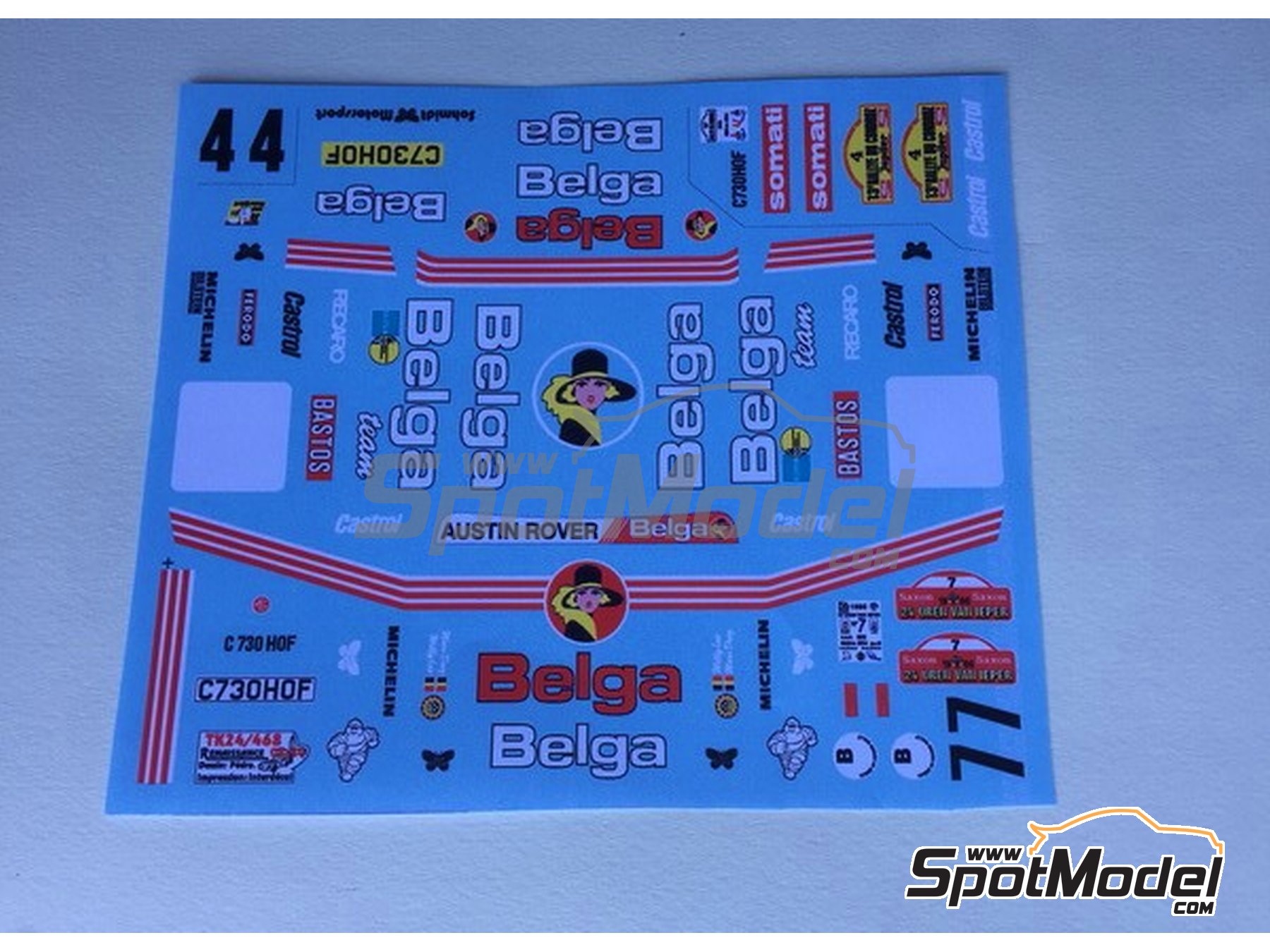 Image 2: MG Metro 6R4 Group B Austin Rallying Team sponsored by Belga - Ypres 24 Hours Rally, Condroz Rally - Rallye du Condroz 1986 | Marking / livery in 1/24 scale manufactured by Renaissance Models (ref.&nbsp;TK24-468, also TK24/468)