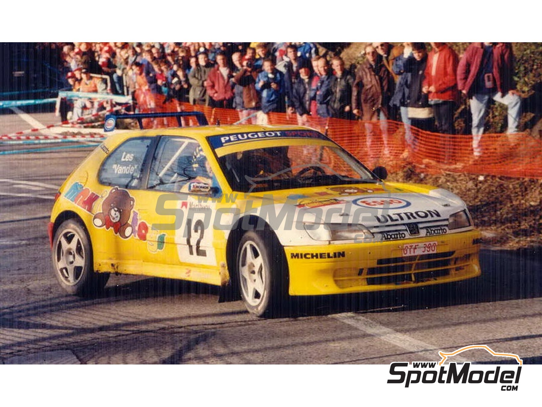 Image 1: Peugeot 306 Maxi Evo1 patrocinado por Maxi-Toys - Rally Condroz de B&eacute;lgica - Rallye du Condroz 1997 | Decoraci&oacute;n en escala&nbsp;1/24 fabricado por Renaissance Models (ref.&nbsp;TK24-473, tambien TK24/473)