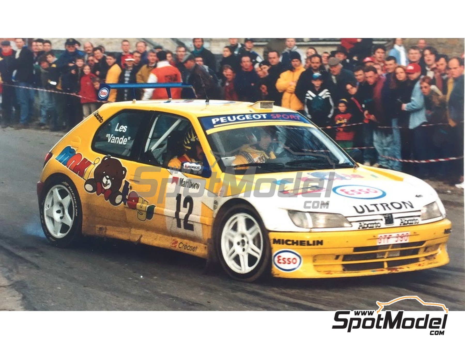 Image 3: Peugeot 306 Maxi Evo1 patrocinado por Maxi-Toys - Rally Condroz de B&eacute;lgica - Rallye du Condroz 1997 | Decoraci&oacute;n en escala&nbsp;1/24 fabricado por Renaissance Models (ref.&nbsp;TK24-473, tambien TK24/473)