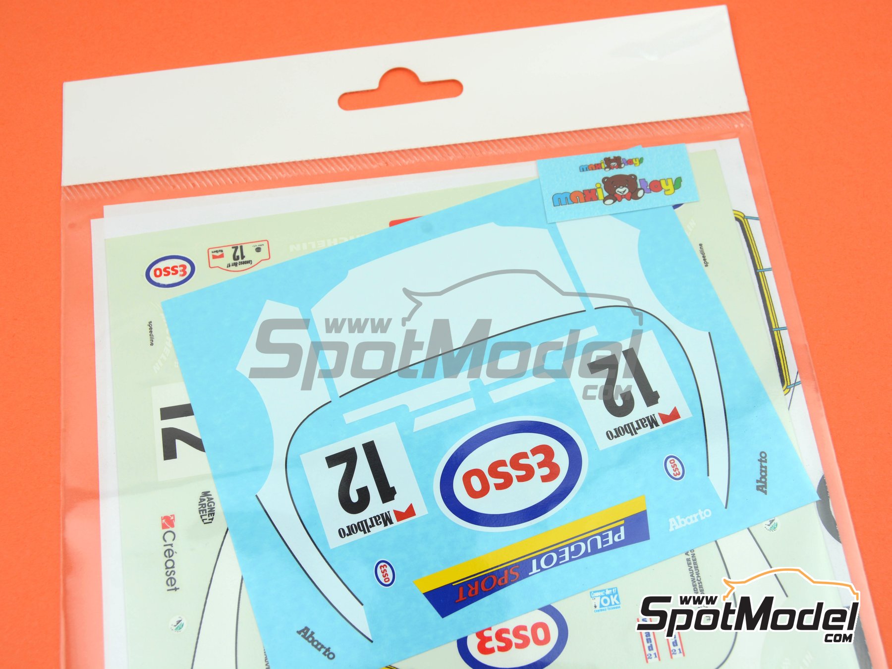 Image 7: Peugeot 306 Maxi Evo1 patrocinado por Maxi-Toys - Rally Condroz de B&eacute;lgica - Rallye du Condroz 1997 | Decoraci&oacute;n en escala&nbsp;1/24 fabricado por Renaissance Models (ref.&nbsp;TK24-473, tambien TK24/473)