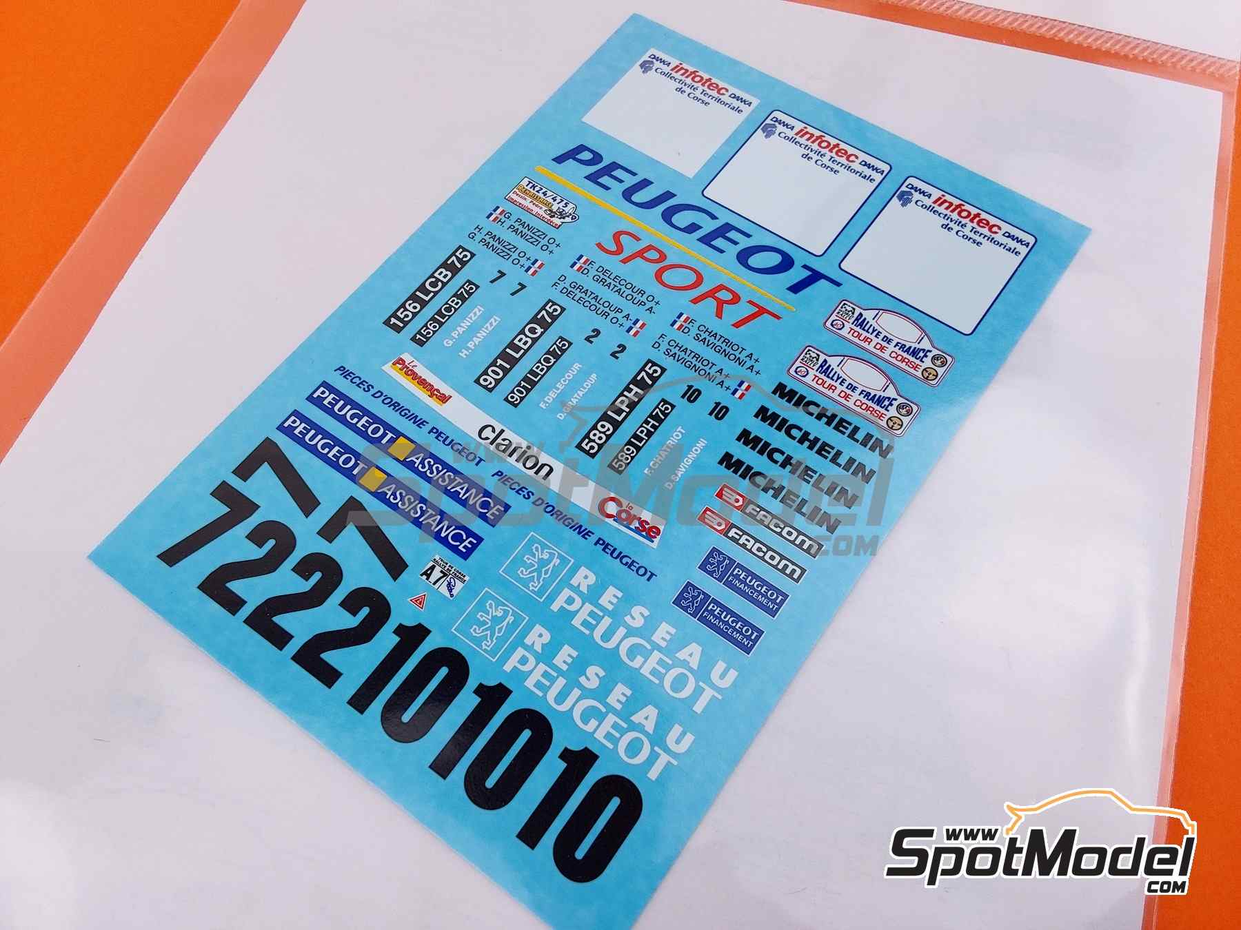 Image 2: Peugeot 306 Maxi Evo1 Peugeot Sport Team - Tour de Corse Rallye de France 1996 | Marking / livery in 1/24 scale manufactured by Renaissance Models (ref.&nbsp;TK24-475, also TK24/475)