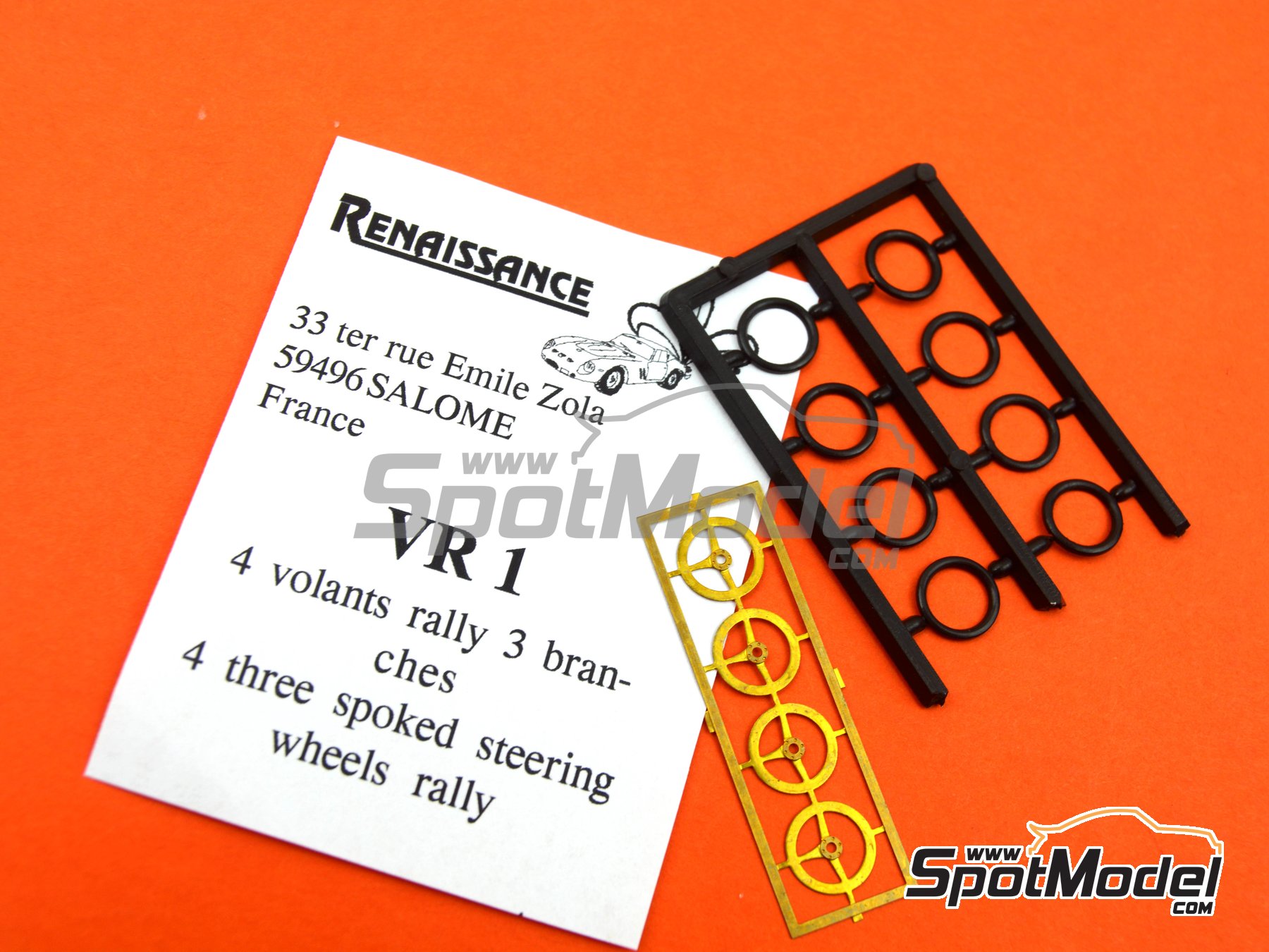 Image 1: Three spokes steering wheels rally | Steering wheel in 1/43 scale manufactured by Renaissance Models (ref. VR1)