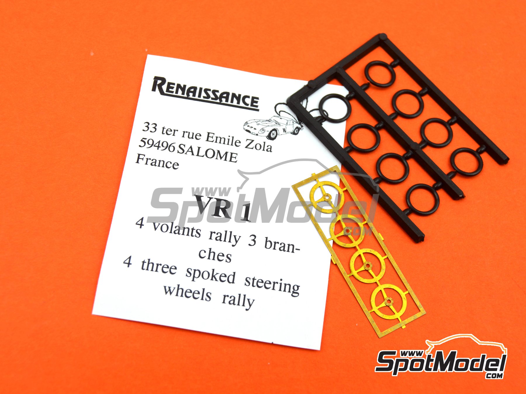 Image 4: Three spokes steering wheels rally | Steering wheel in 1/43 scale manufactured by Renaissance Models (ref. VR1)