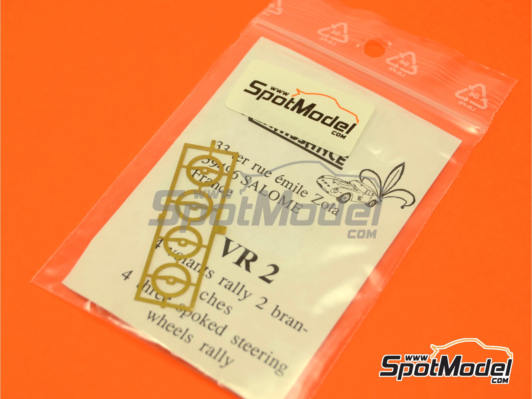 Image 4: Rally Car two spokes steering wheels | Steering wheel in 1/43 scale manufactured by Renaissance Models (ref.&nbsp;VR2)