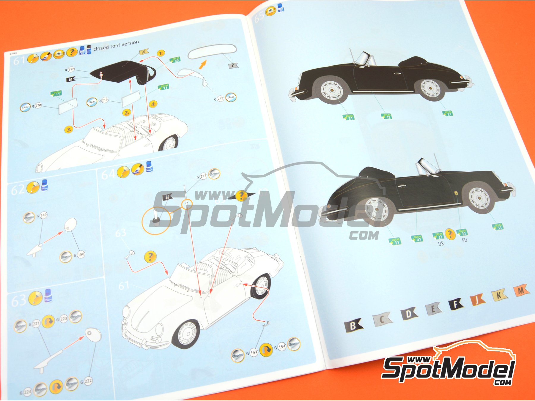 Image 13: Porsche 356 Cabriolet -  1964 | Model car kit in 1/16 scale manufactured by Revell (ref.&nbsp;REV07043, also 4009803070438)