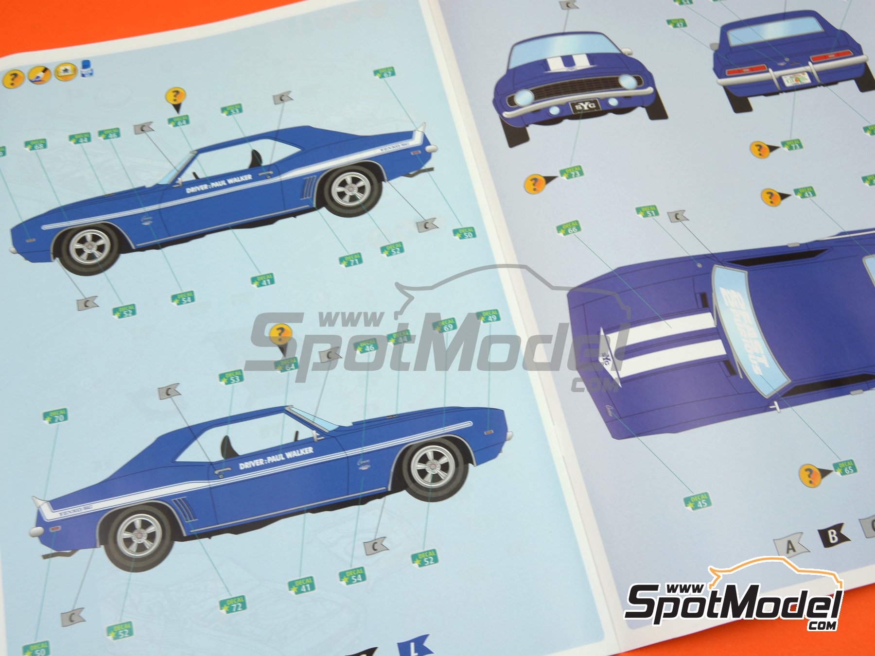 Image 17: Chevrolet Camaro sponsored by Fast & Furious -  1969 | Car scale model kit in 1/25 scale manufactured by Revell (ref.&nbsp;REV07694, also 4009803007694 and 07694)