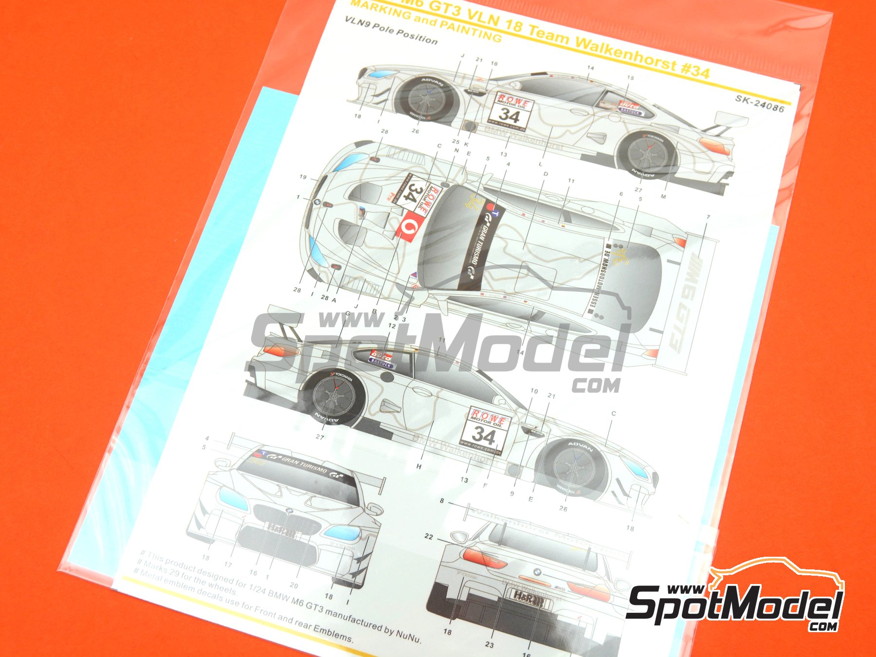 Image 3: BMW M6 GT3 Walkenhorst Motorsport Team - VLN N&uuml;rburgring Endurance Series 2018 | Marking / livery in 1/24 scale manufactured by SK Decals (ref.&nbsp;SK-24086, also SK24086)