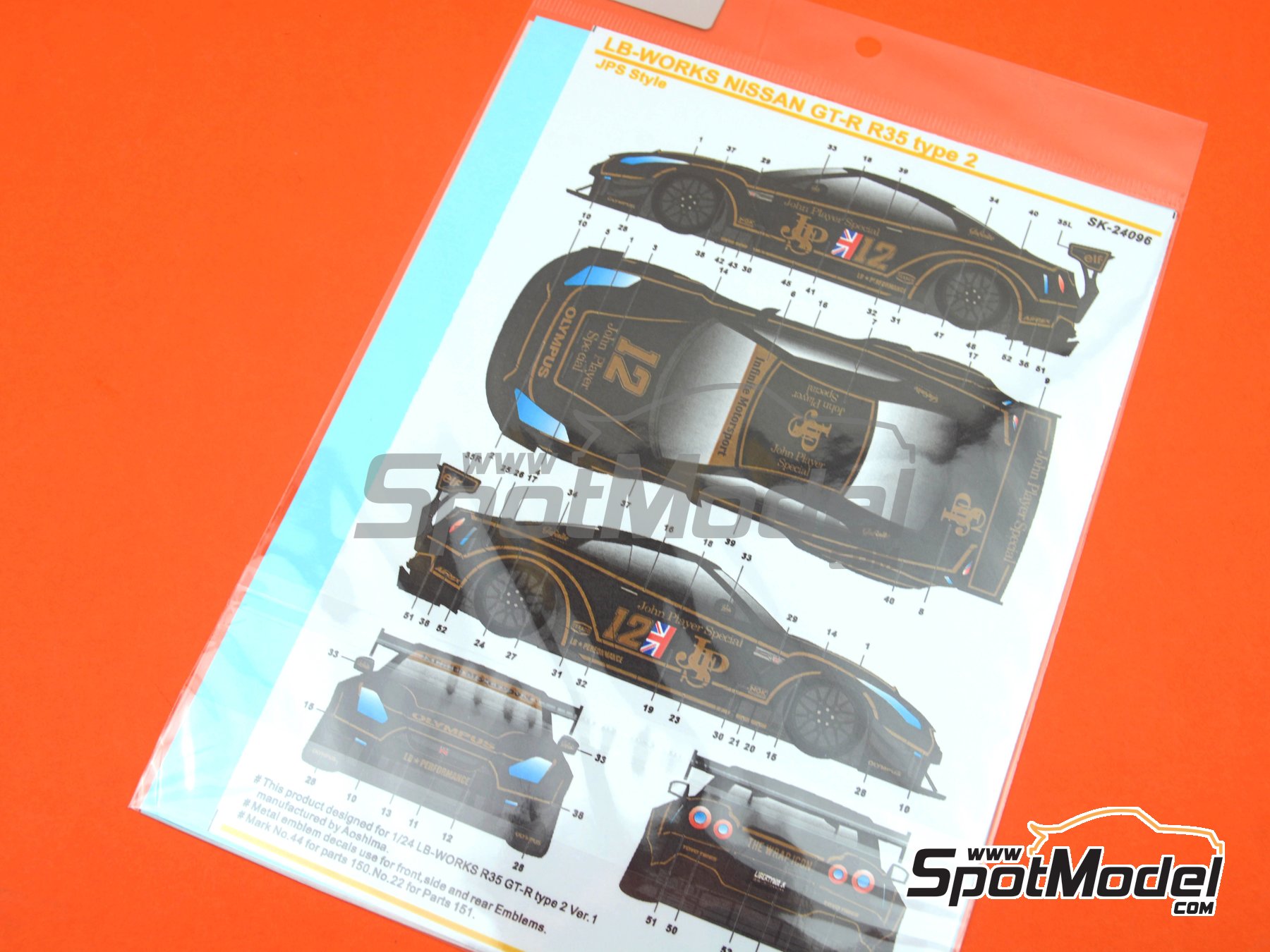 Image 5: Liberty Walk LB Works Nissan R35 GT-R Type 2 patrocinado por John Player Special | Decoraci&oacute;n en escala&nbsp;1/24 fabricado por SK Decals (ref.&nbsp;SK-24096, tambien SK24096)