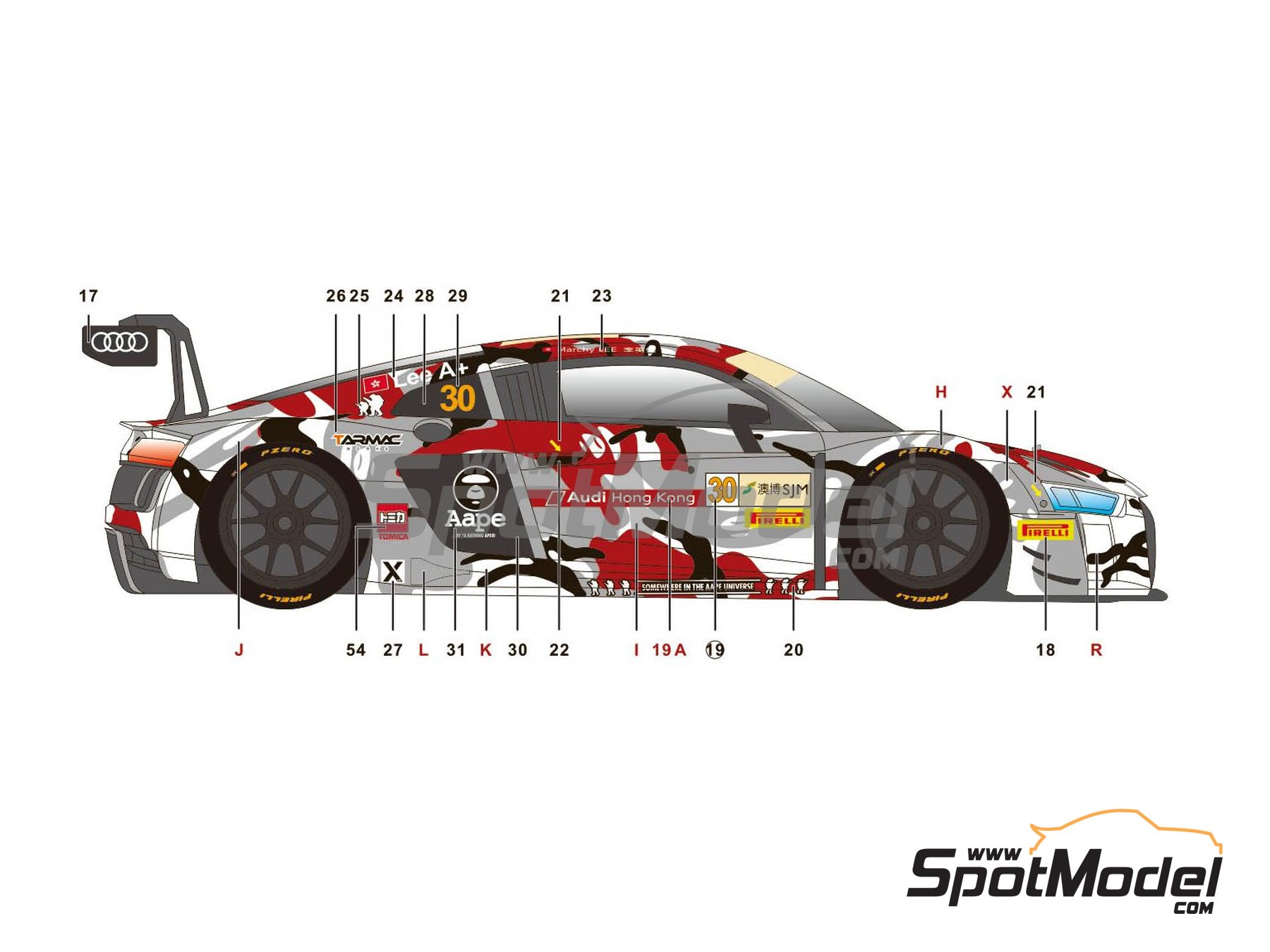 SK Decals SK-24100: Marking / livery 1/24 scale - Audi R8 LMS GT3 ...