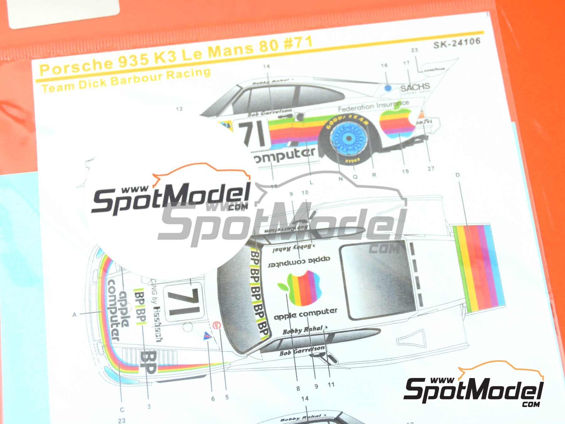 Image 4: Porsche Kremer 935 K3 Dick Barbour Racing Team sponsored by Apple Computer - 24 Hours Le Mans 1980 | Marking / livery in 1/24 scale manufactured by SK Decals (ref.&nbsp;SK-24106, also SK24106)