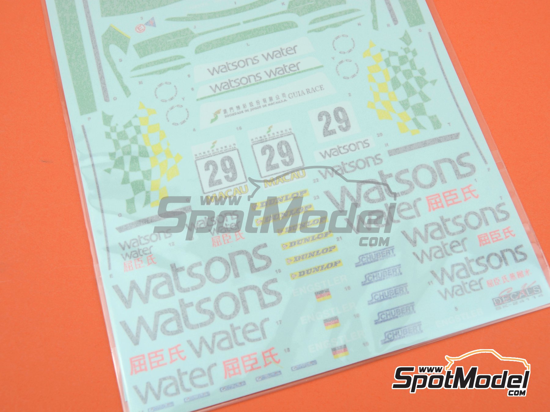 Image 3: BMW 320i E46 Schubert Team sponsored by Watsons water - Guia Race of Macau 2002 | Marking / livery in 1/24 scale manufactured by SK Decals (ref.&nbsp;SK-24114, also SK24114)