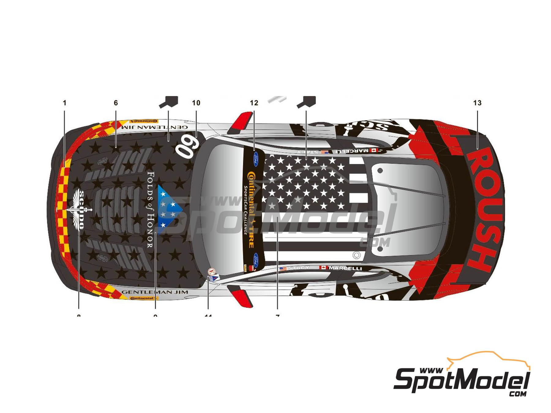 Image 2: Ford Mustang GT4 KohR Motorsports Team sponsored by Roush Scudo - Continental Tire SportsCar Challenge - Mosport 2018 | Marking / livery in 1/24 scale manufactured by SK Decals (ref.&nbsp;SK-24117, also SK24117)