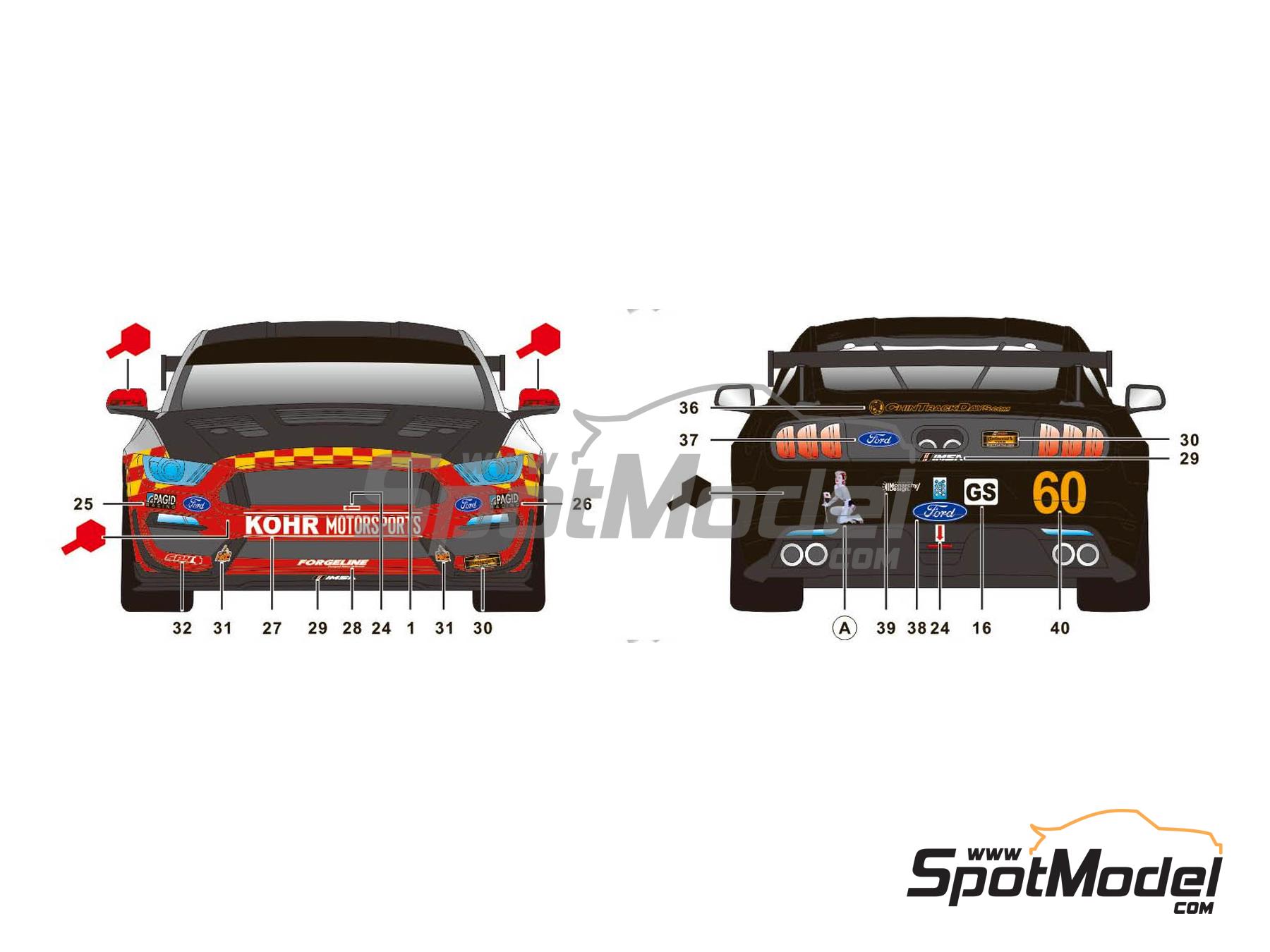 Image 4: Ford Mustang GT4 KohR Motorsports Team sponsored by Roush Scudo - Continental Tire SportsCar Challenge - Mosport 2018 | Marking / livery in 1/24 scale manufactured by SK Decals (ref.&nbsp;SK-24117, also SK24117)