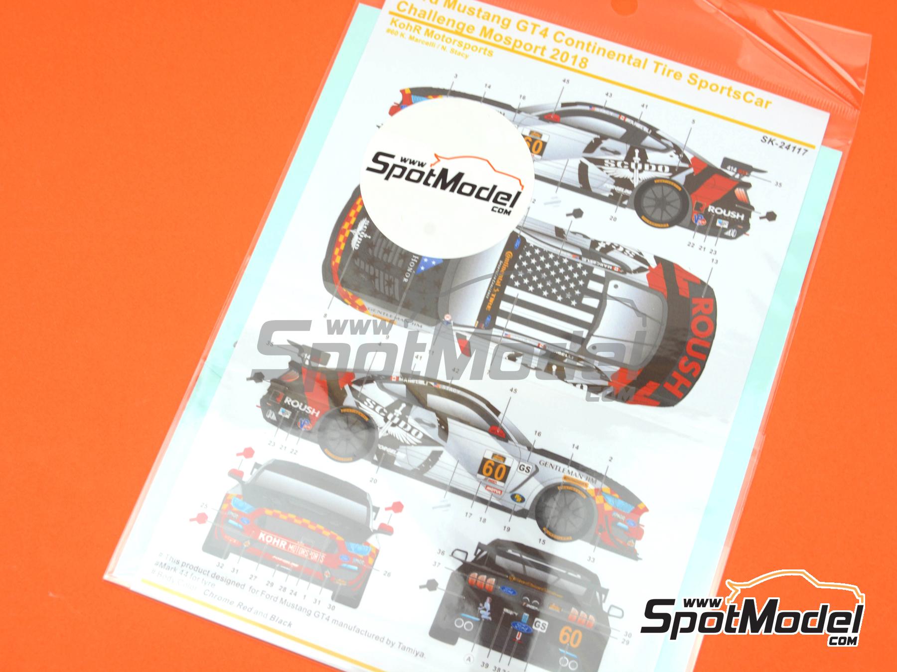 Image 5: Ford Mustang GT4 KohR Motorsports Team sponsored by Roush Scudo - Continental Tire SportsCar Challenge - Mosport 2018 | Marking / livery in 1/24 scale manufactured by SK Decals (ref.&nbsp;SK-24117, also SK24117)