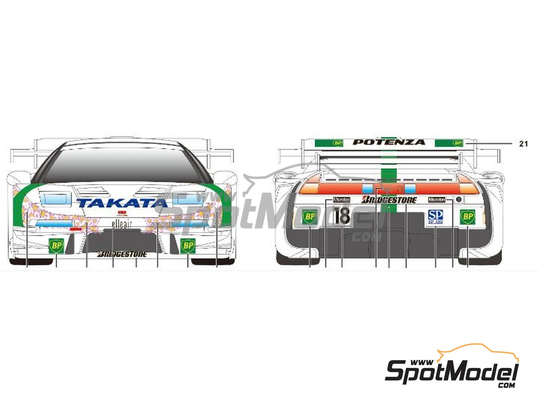 Image 5: Honda NSX Dome Racing Team sponsored by Takata - Japanese Grand Touring Car Championship (JGTC) 1998 | Marking / livery in 1/24 scale manufactured by SK Decals (ref.&nbsp;SK-24122, also SK24122)