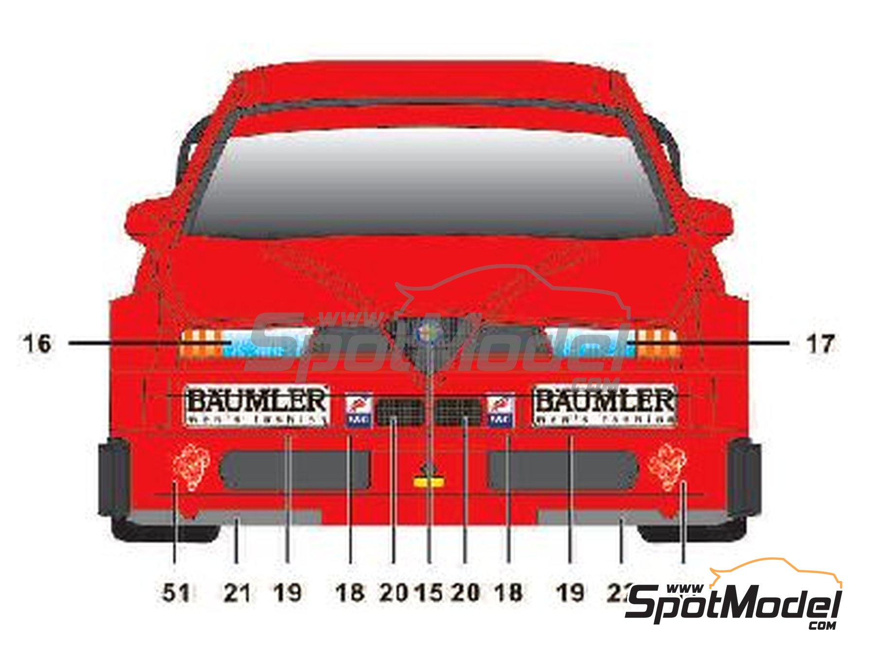 Image 4: Alfa Romeo 155 V6 TI Equipo Alfa Corse patrocinado por Philips Car Systems - DTM - Deutsche Tourenwagen Masters 1993 | Decoración en escala 1/24 fabricado por SK Decals (ref. SK-24128, tambien SK24128)