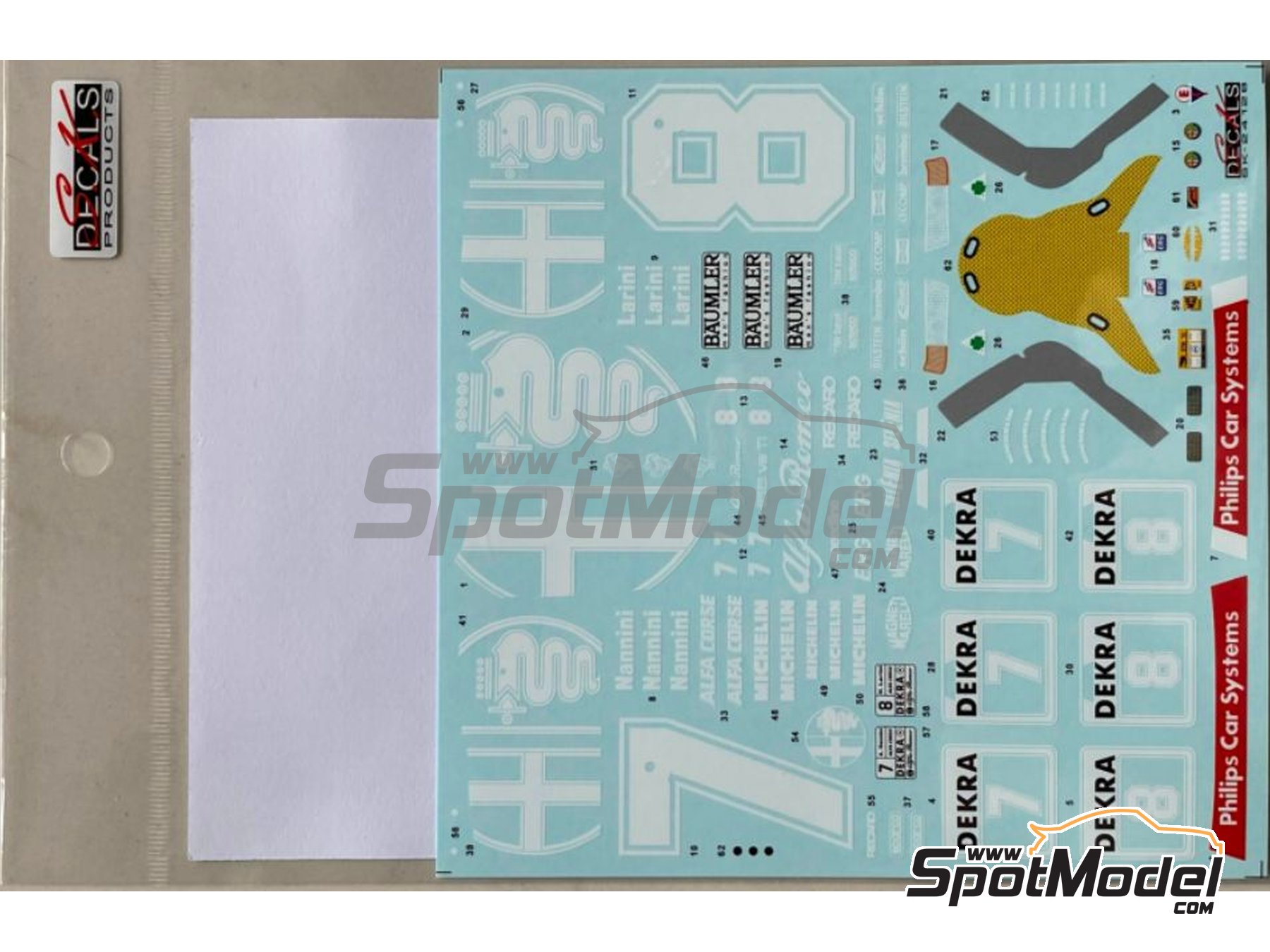 Image 6: Alfa Romeo 155 V6 TI Equipo Alfa Corse patrocinado por Philips Car Systems - DTM - Deutsche Tourenwagen Masters 1993 | Decoración en escala 1/24 fabricado por SK Decals (ref. SK-24128, tambien SK24128)