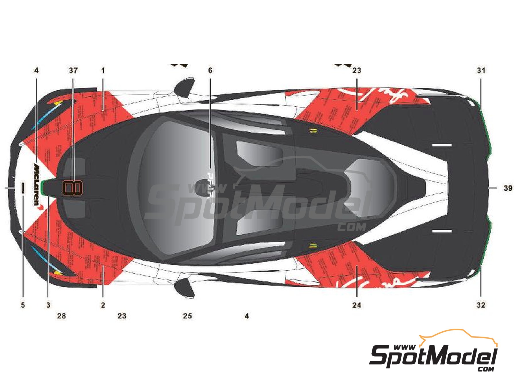 Image 2: McLaren Senna patrocinado por Richard Mille | Decoraci&oacute;n en escala&nbsp;1/24 fabricado por SK Decals (ref.&nbsp;SK-24129, tambien SK24129)