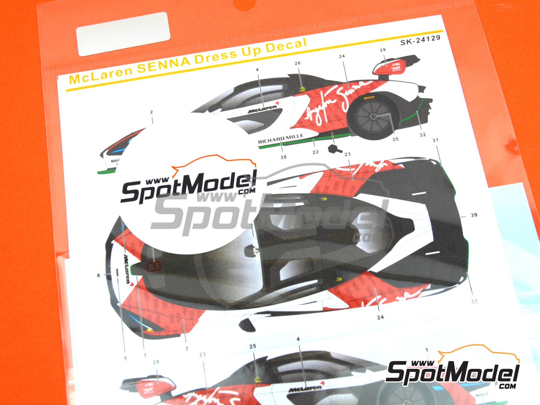 Image 6: McLaren Senna patrocinado por Richard Mille | Decoraci&oacute;n en escala&nbsp;1/24 fabricado por SK Decals (ref.&nbsp;SK-24129, tambien SK24129)