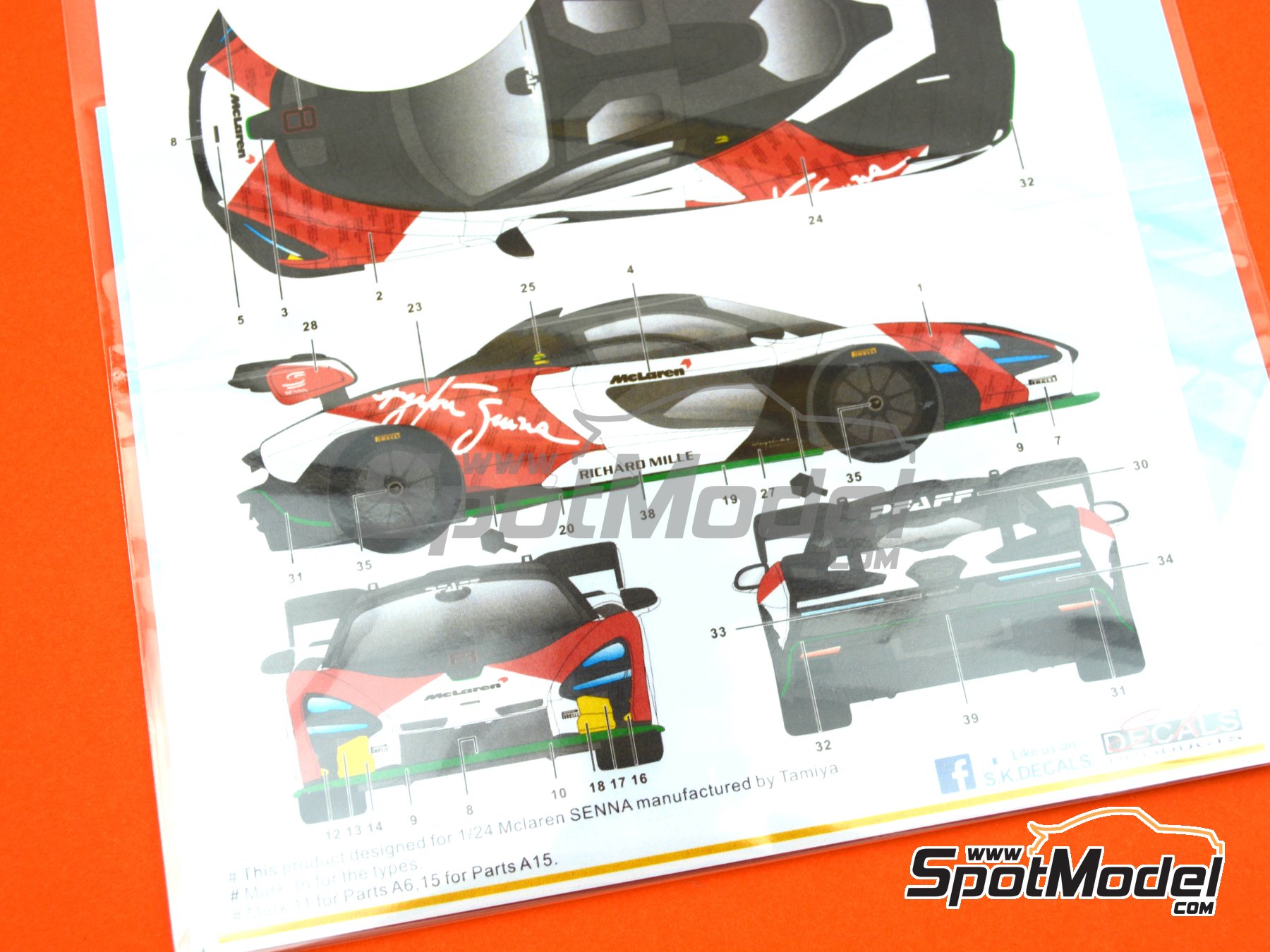 Image 7: McLaren Senna patrocinado por Richard Mille | Decoraci&oacute;n en escala&nbsp;1/24 fabricado por SK Decals (ref.&nbsp;SK-24129, tambien SK24129)