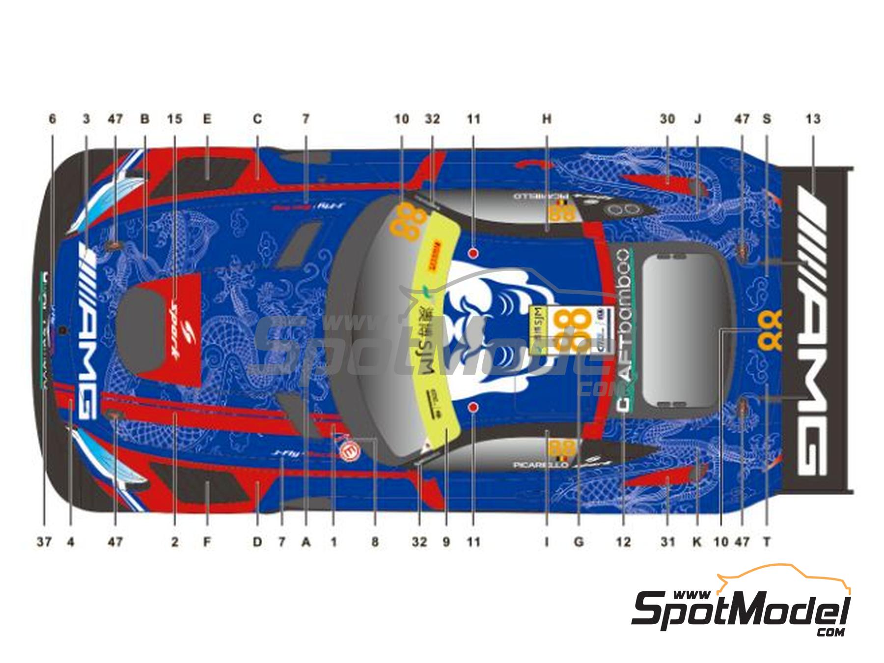 Image 2: Mercedes AMG GT3 Craft Bamboo Racing Team sponsored by Evisu X - Macau FIA GT World Cup Championship 2019 | Marking / livery in 1/24 scale manufactured by SK Decals (ref.&nbsp;SK-24133, also SK24133)