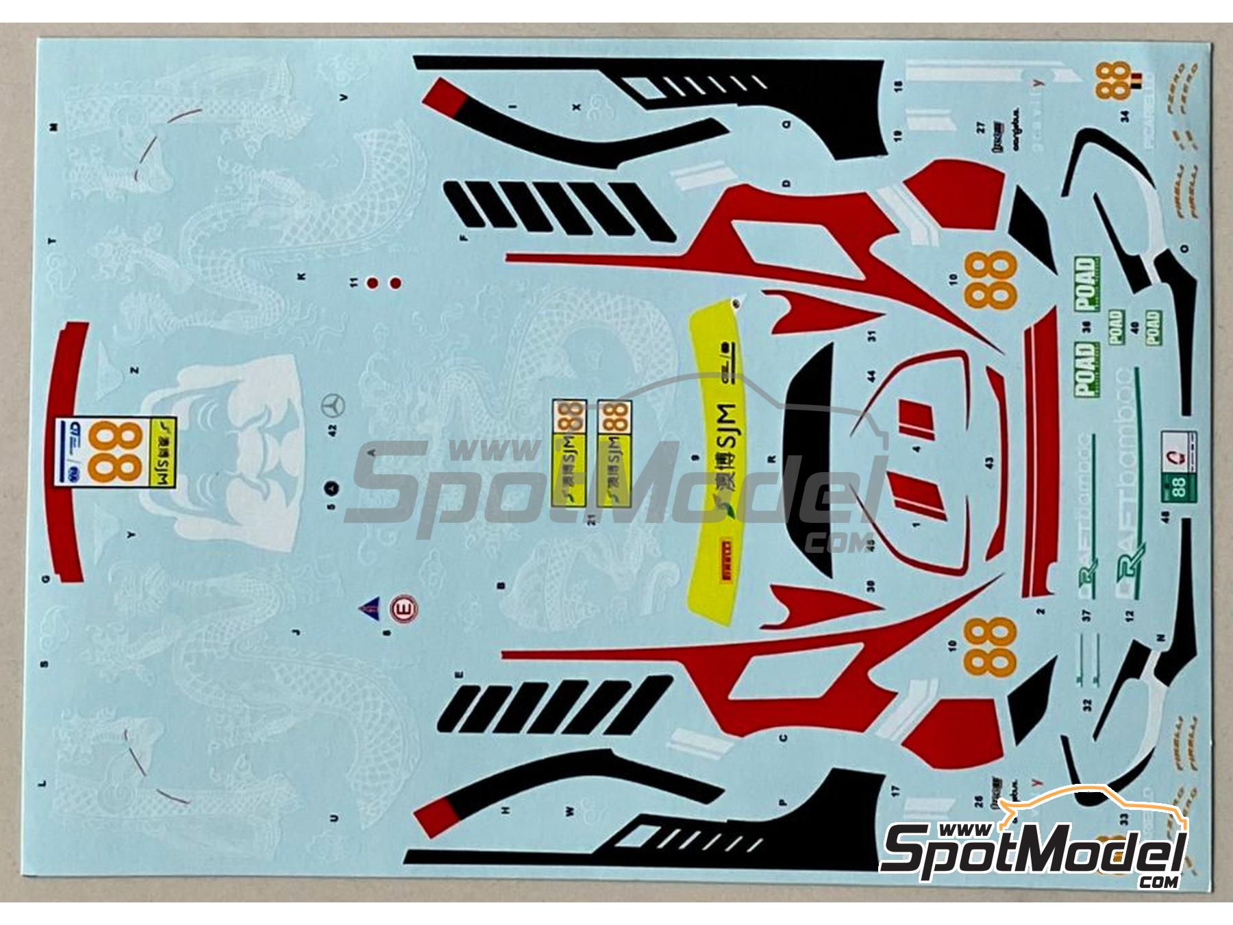 Image 6: Mercedes AMG GT3 Craft Bamboo Racing Team sponsored by Evisu X - Macau FIA GT World Cup Championship 2019 | Marking / livery in 1/24 scale manufactured by SK Decals (ref.&nbsp;SK-24133, also SK24133)