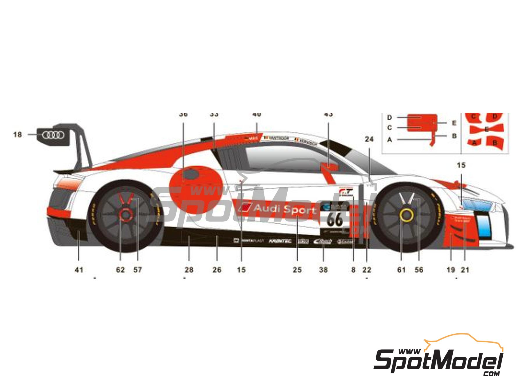 Image 3: Audi R8 LMS GT3 Audi Sport WRT Team - Suzuka 10 Hours 2018 | Marking / livery in 1/24 scale manufactured by SK Decals (ref.&nbsp;SK-24134, also SK24134)