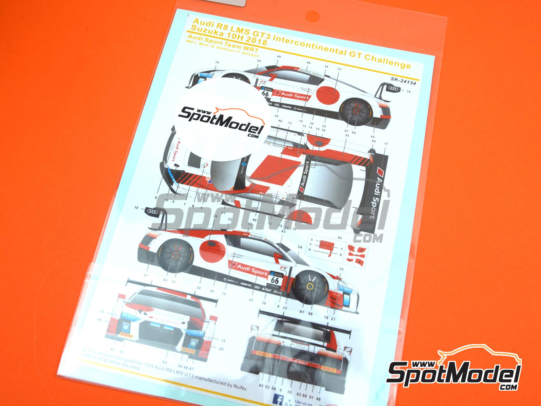 Image 6: Audi R8 LMS GT3 Audi Sport WRT Team - Suzuka 10 Hours 2018 | Marking / livery in 1/24 scale manufactured by SK Decals (ref.&nbsp;SK-24134, also SK24134)