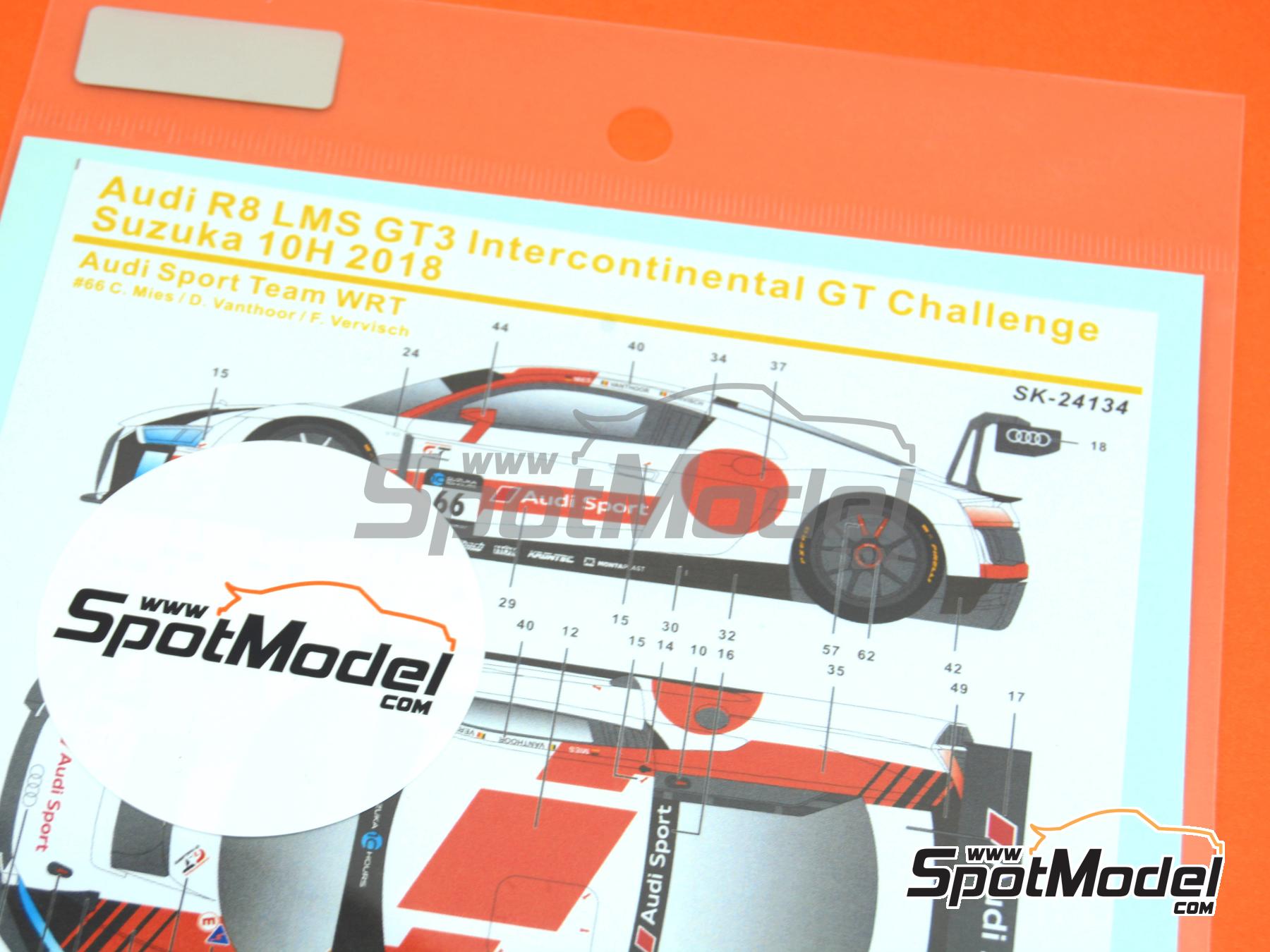 Image 7: Audi R8 LMS GT3 Audi Sport WRT Team - Suzuka 10 Hours 2018 | Marking / livery in 1/24 scale manufactured by SK Decals (ref.&nbsp;SK-24134, also SK24134)