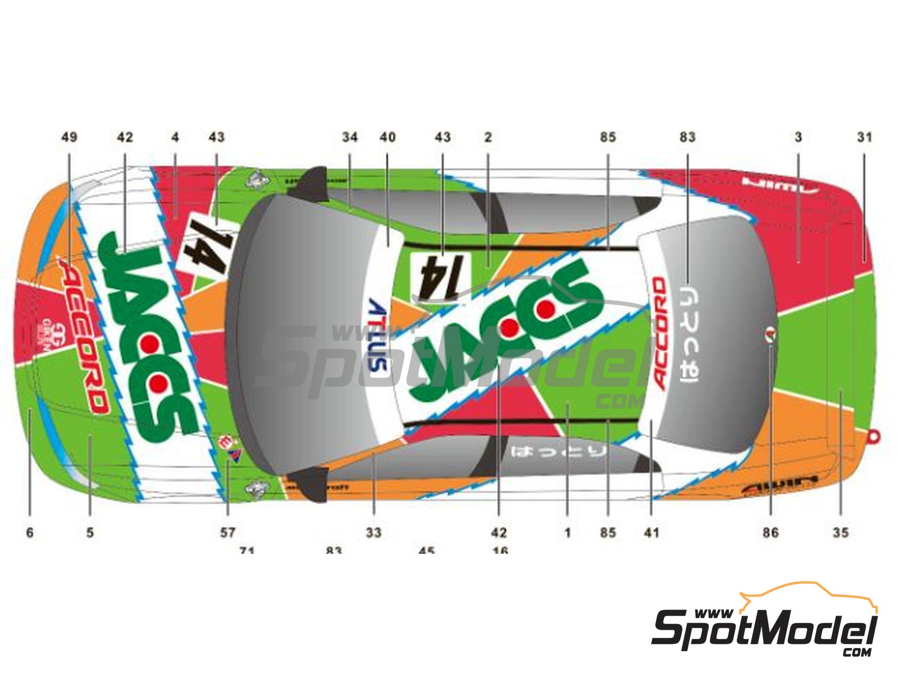 Image 2: Honda Accord VTEC Mooncraft Team sponsored by JACCS - Japan Touring Car Championship (JTCC) 1996 | Marking / livery in 1/24 scale manufactured by SK Decals (ref.&nbsp;SK-24140, also SK24140)