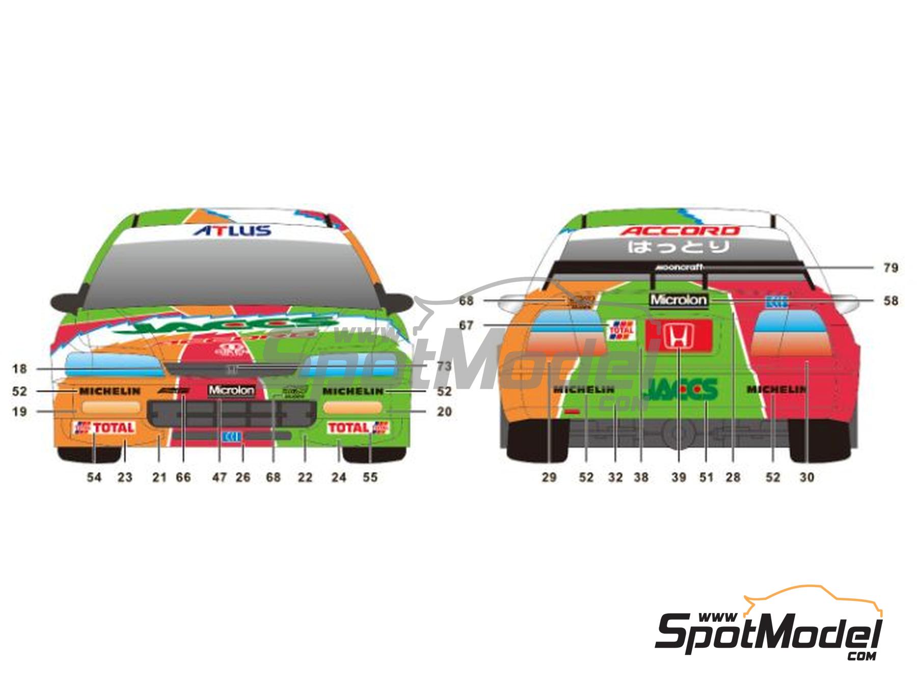 Image 4: Honda Accord VTEC Mooncraft Team sponsored by JACCS - Japan Touring Car Championship (JTCC) 1996 | Marking / livery in 1/24 scale manufactured by SK Decals (ref.&nbsp;SK-24140, also SK24140)