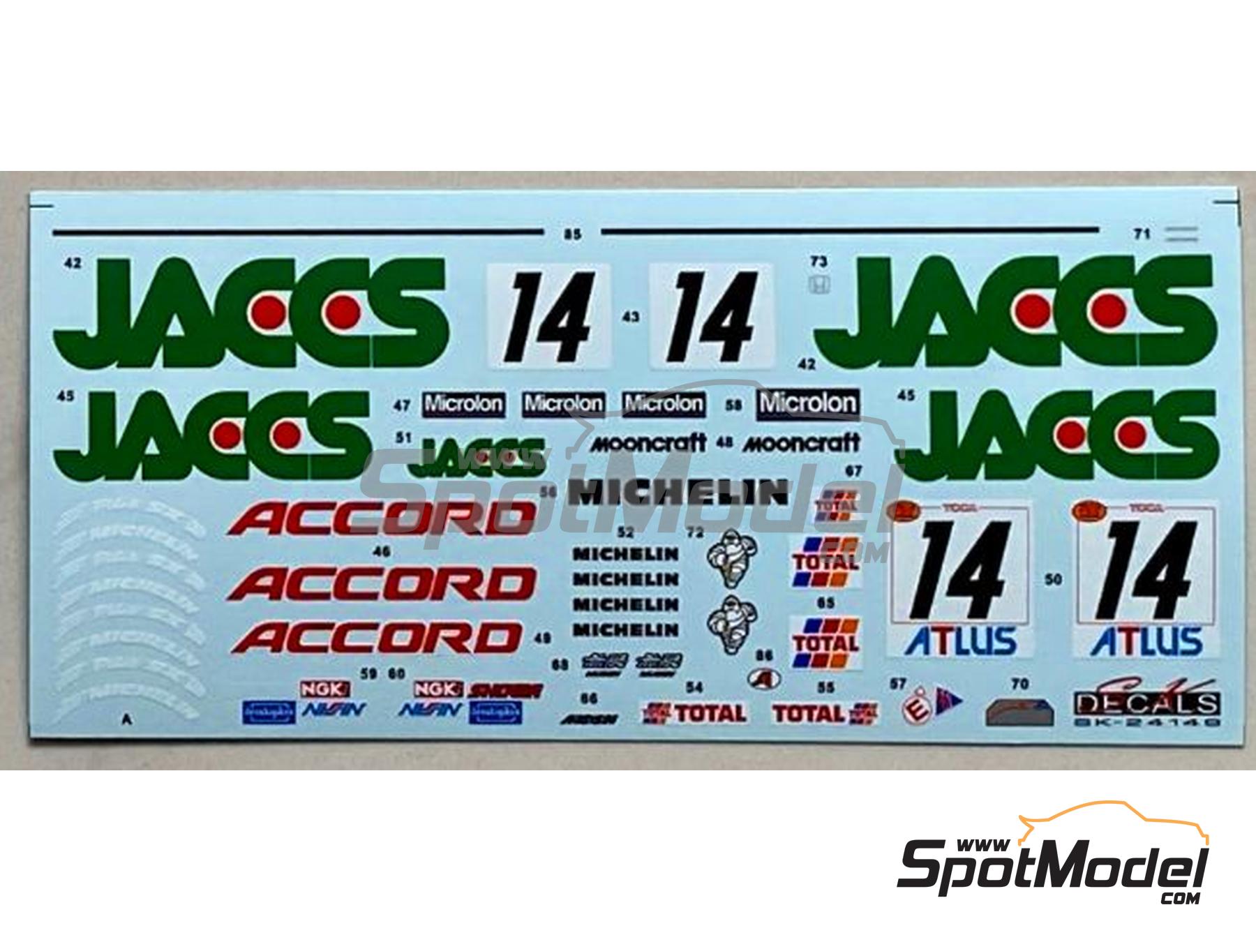 Image 5: Honda Accord VTEC Mooncraft Team sponsored by JACCS - Japan Touring Car Championship (JTCC) 1996 | Marking / livery in 1/24 scale manufactured by SK Decals (ref.&nbsp;SK-24140, also SK24140)