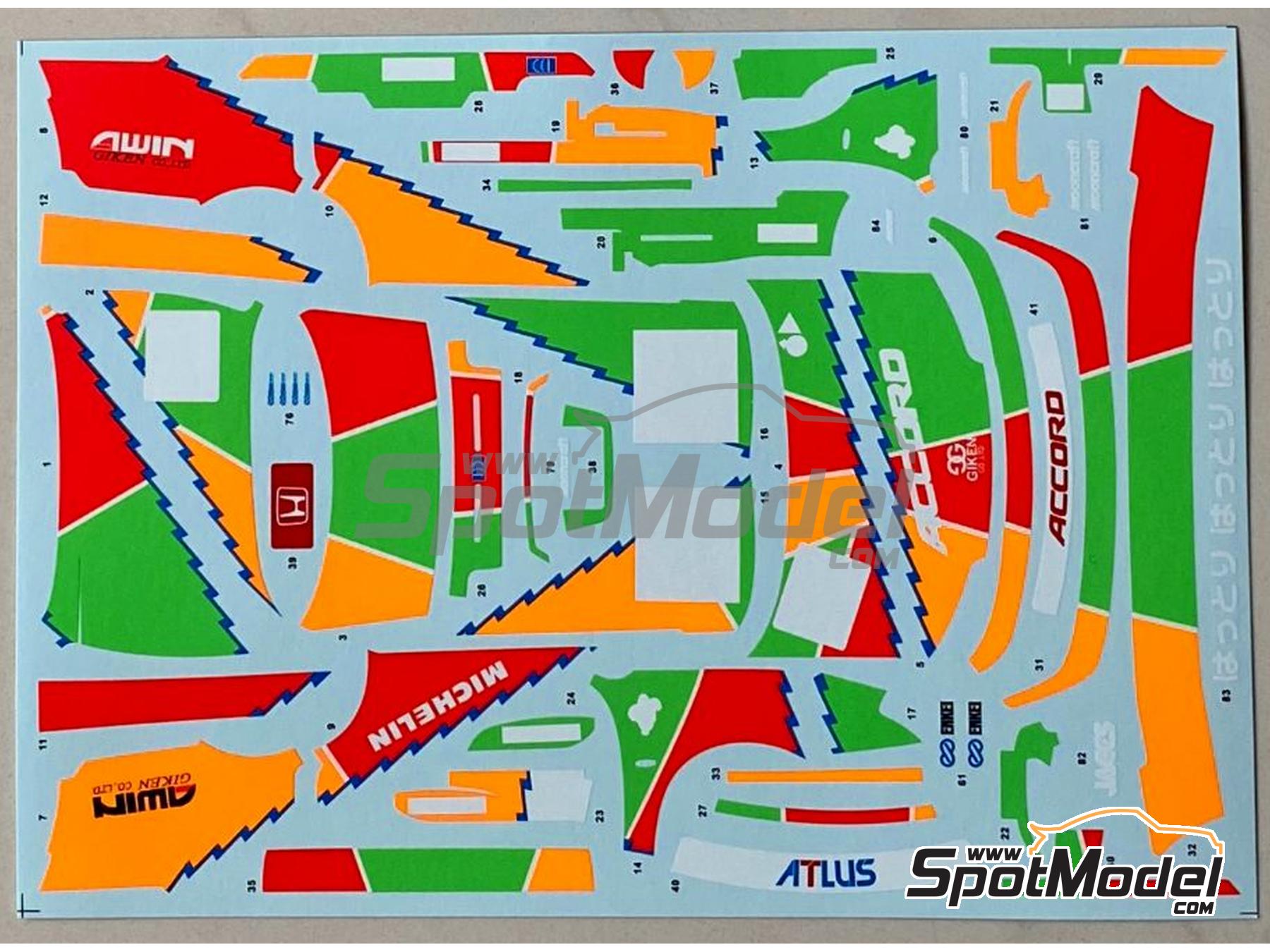 Image 6: Honda Accord VTEC Mooncraft Team sponsored by JACCS - Japan Touring Car Championship (JTCC) 1996 | Marking / livery in 1/24 scale manufactured by SK Decals (ref.&nbsp;SK-24140, also SK24140)