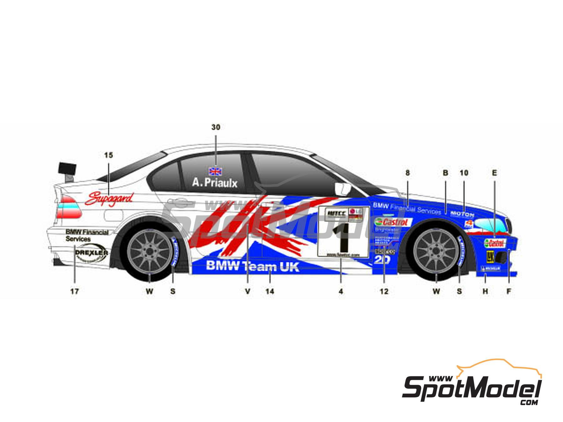 Image 3: BMW 320i E46 Equipo BMW Team UK - Campeonato del Mundo de Turismos (WTCC) 2005 | Decoraci&oacute;n en escala&nbsp;1/24 fabricado por SK Decals (ref.&nbsp;SK-24142, tambien SK24142)