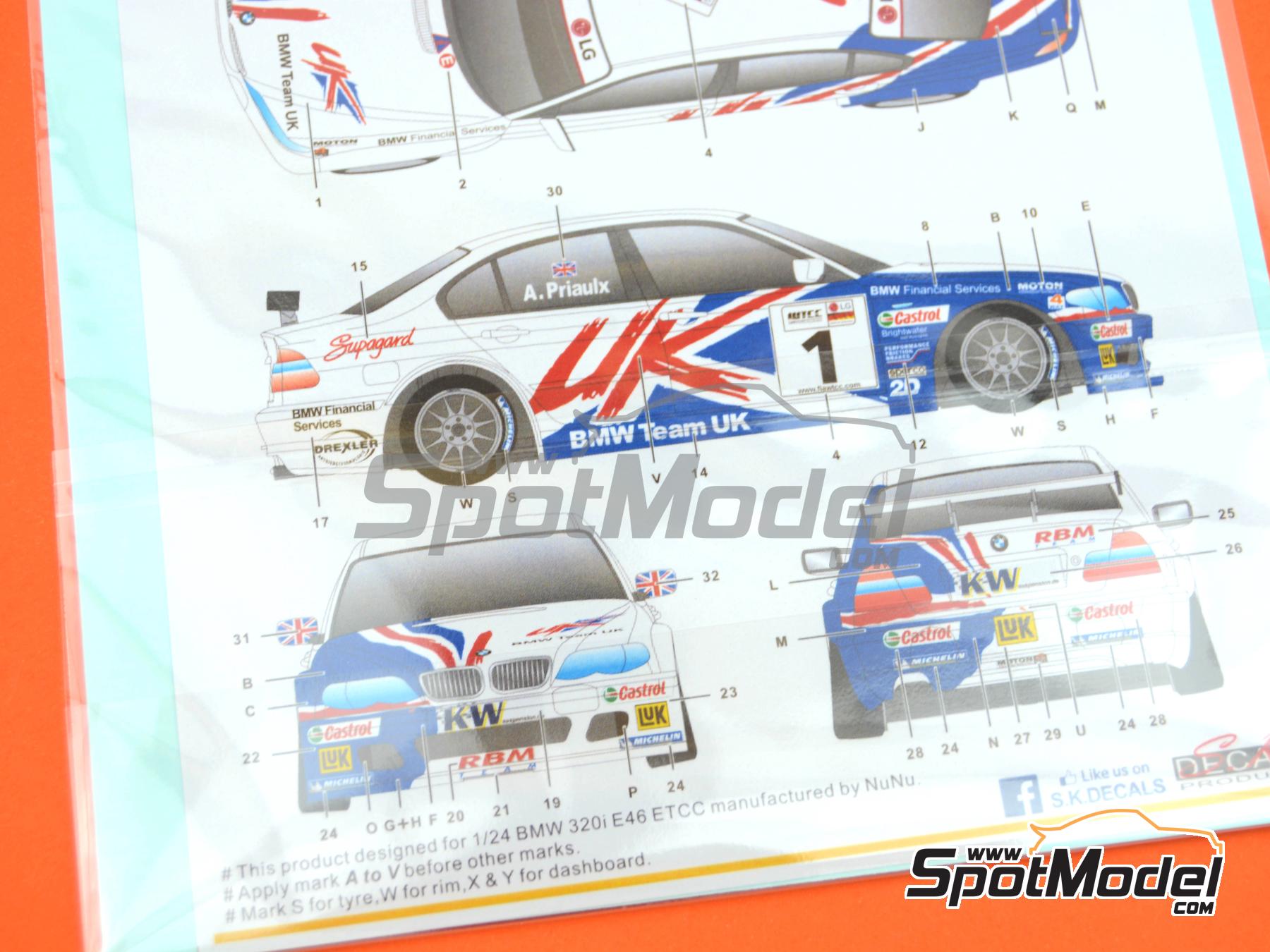 Image 10: BMW 320i E46 Equipo BMW Team UK - Campeonato del Mundo de Turismos (WTCC) 2005 | Decoraci&oacute;n en escala&nbsp;1/24 fabricado por SK Decals (ref.&nbsp;SK-24142, tambien SK24142)